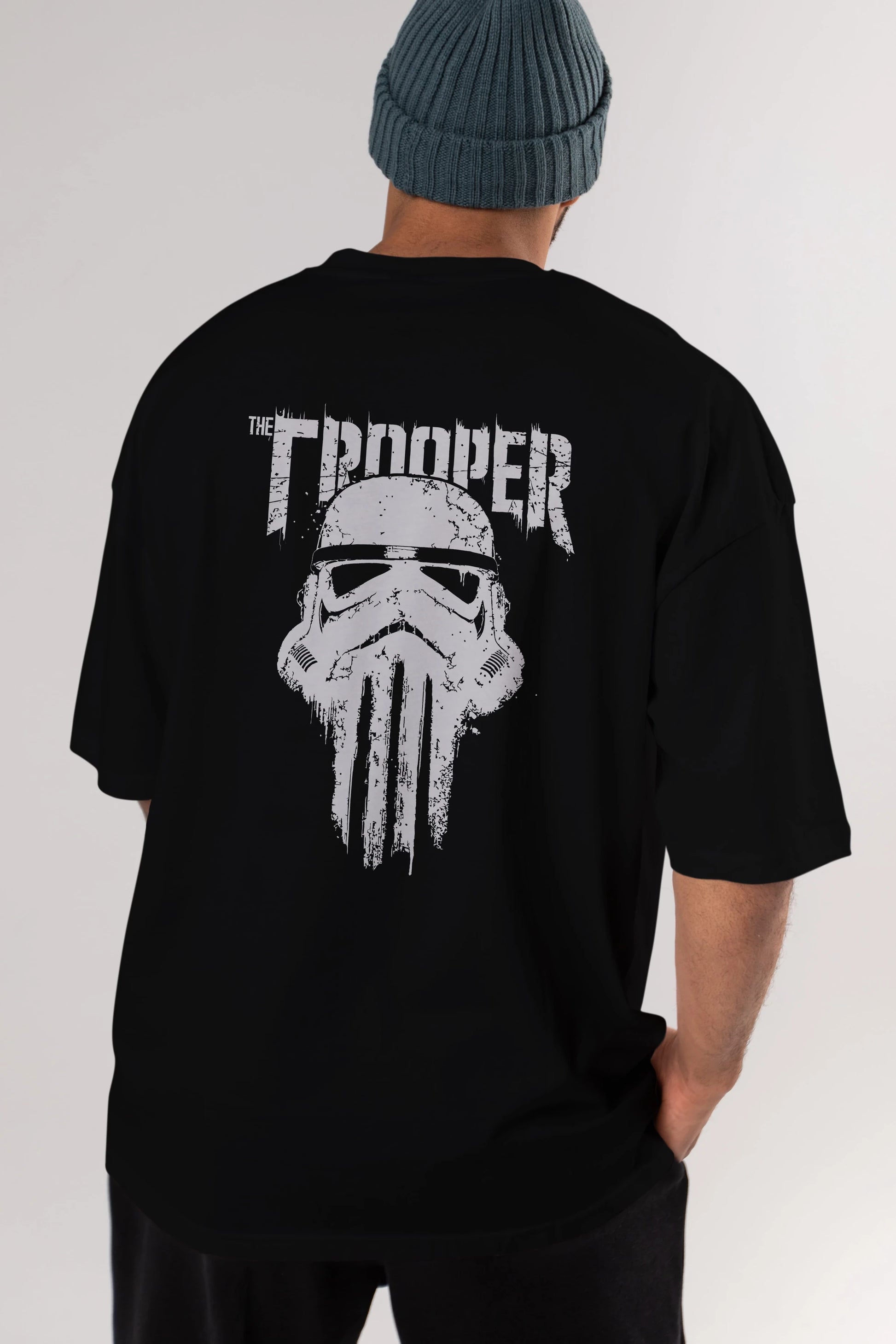 The Trooper Arka Baskılı Oversize t-shirt Erkek Kadın Unisex %100 Pamuk Bisiklet Yaka tişort