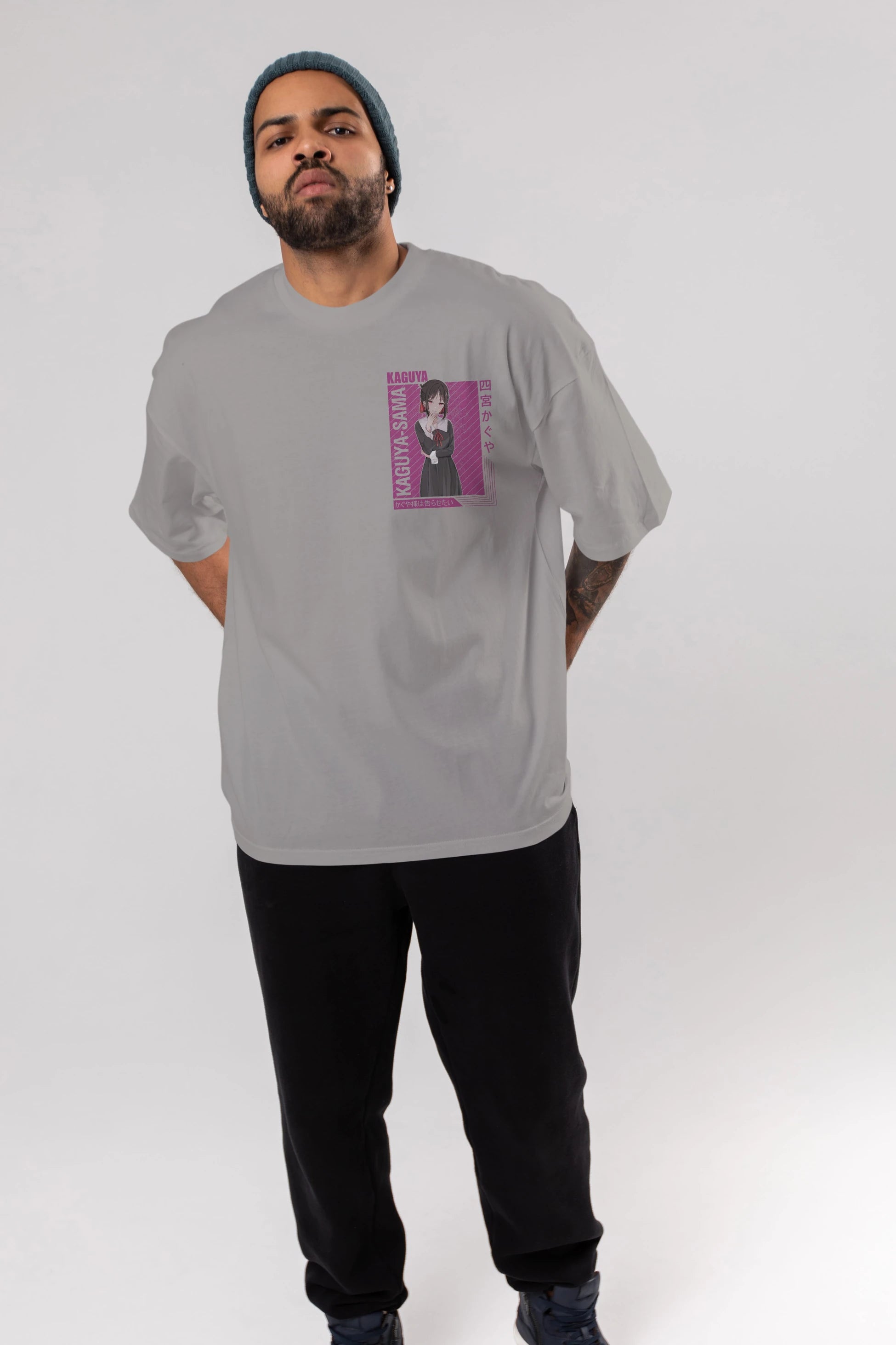 Kaguya Shinomiya 4 1 Ön Sol Baskılı Oversize t-shirt Erkek Kadın Unisex %100 Pamuk Bisiklet Yaka tişort