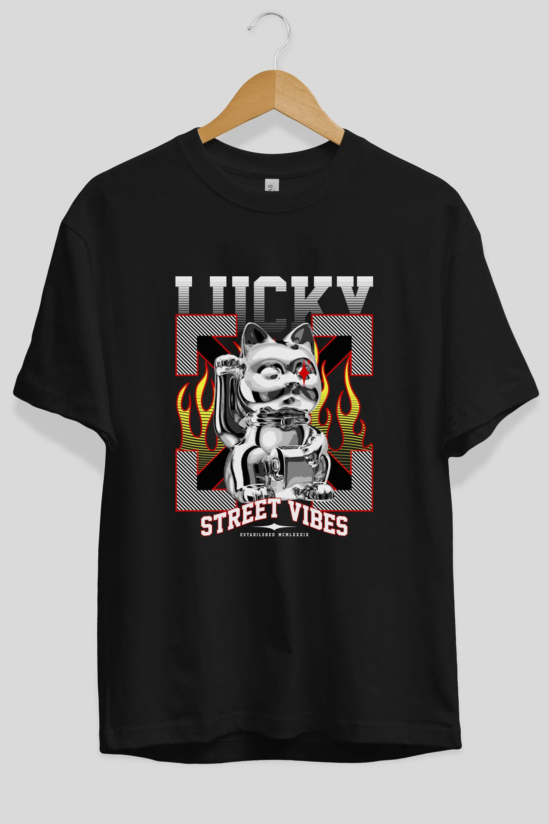 Lucky Street Vibes Ön Baskılı Oversize t-shirt Erkek Kadın Unisex