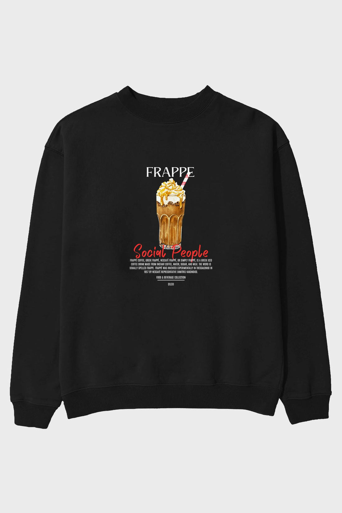 Frappe ön Baskılı Oversize Sweatshirt Erkek Kadın Unisex