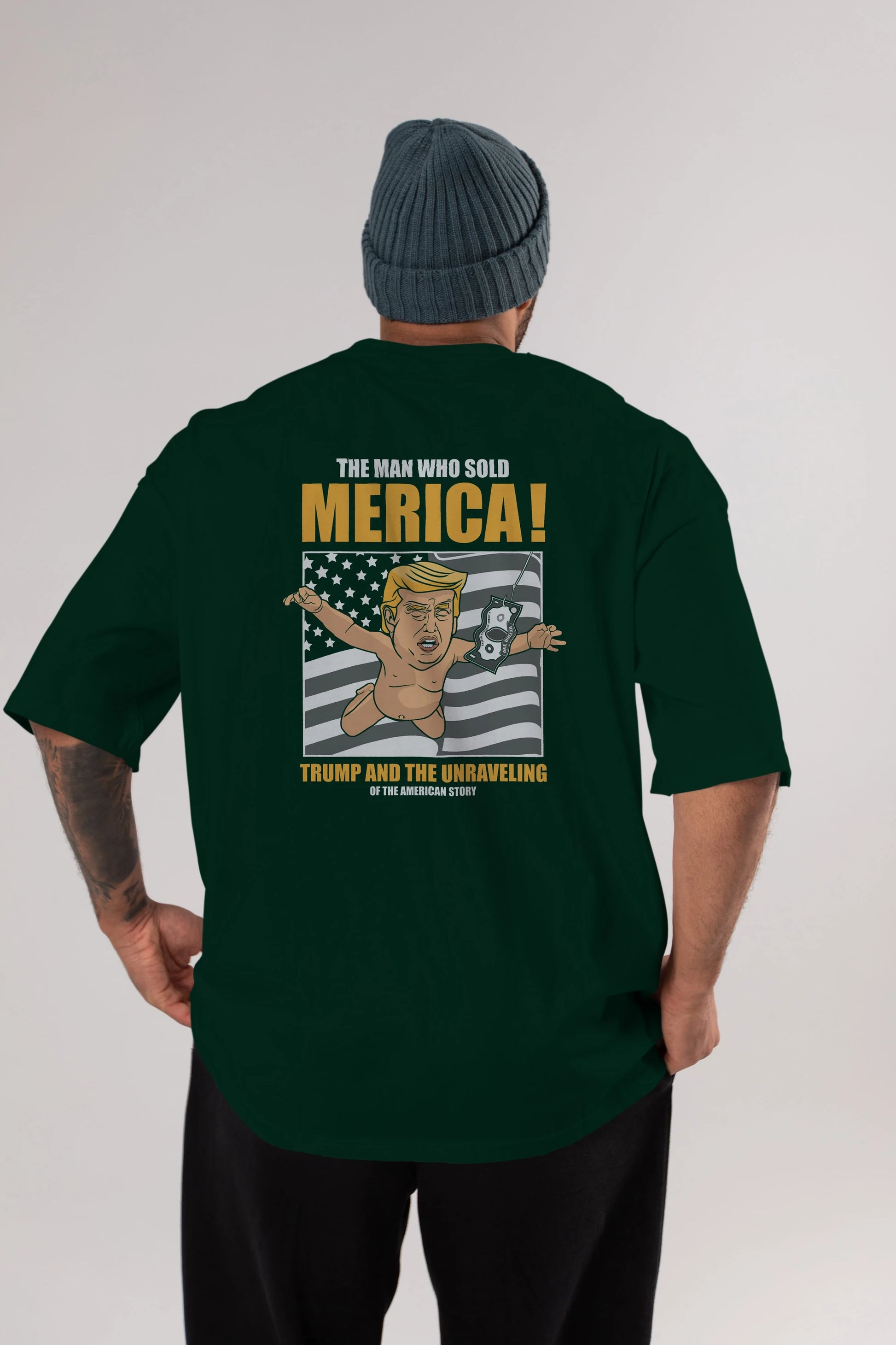 Trump Nirvana Arka Baskılı Oversize t-shirt Erkek Kadın Unisex %100 Pamuk tişort