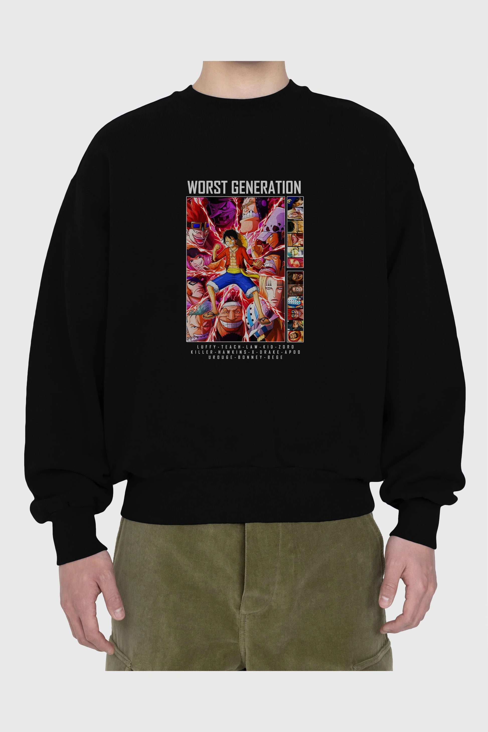 Worst Generation Ön Baskılı Anime Oversize Sweatshirt Erkek Kadın Unisex