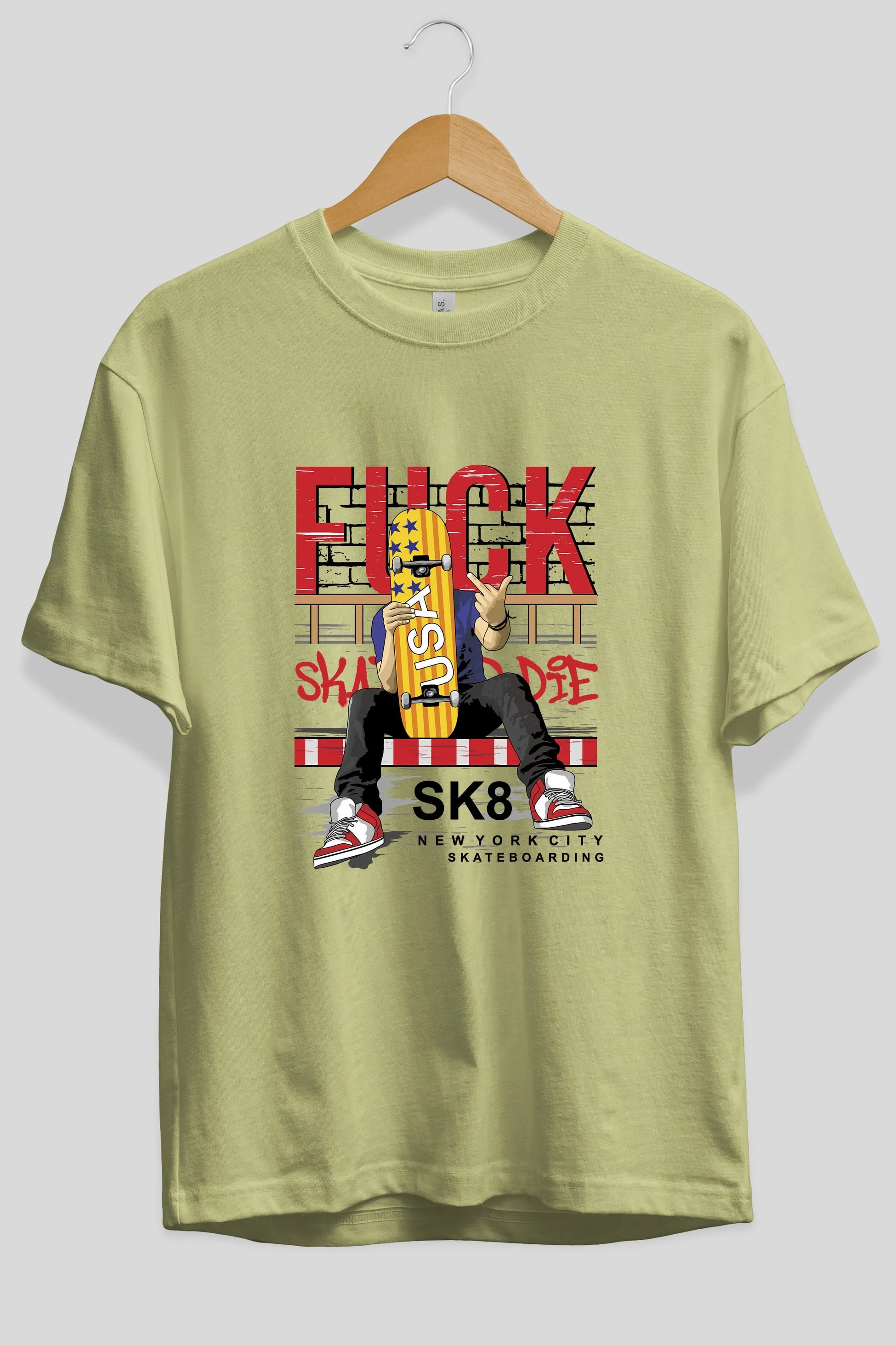 Skate or Die Ön Baskılı Oversize t-shirt Erkek Kadın Unisex