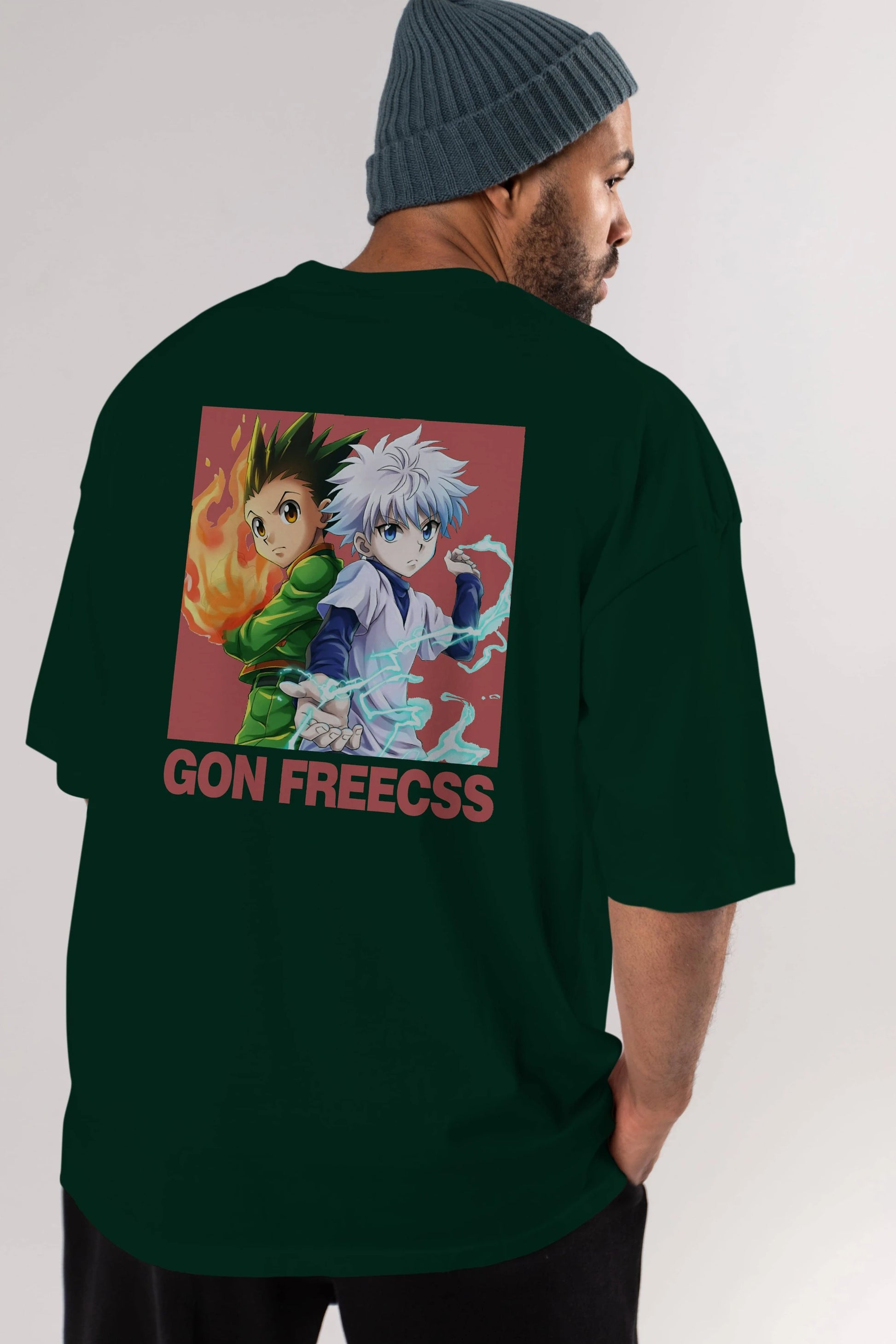 Gon Freecss HUNTER X HUNTER 4 Anime Arka Baskılı Oversize t-shirt Erkek Kadın Unisex