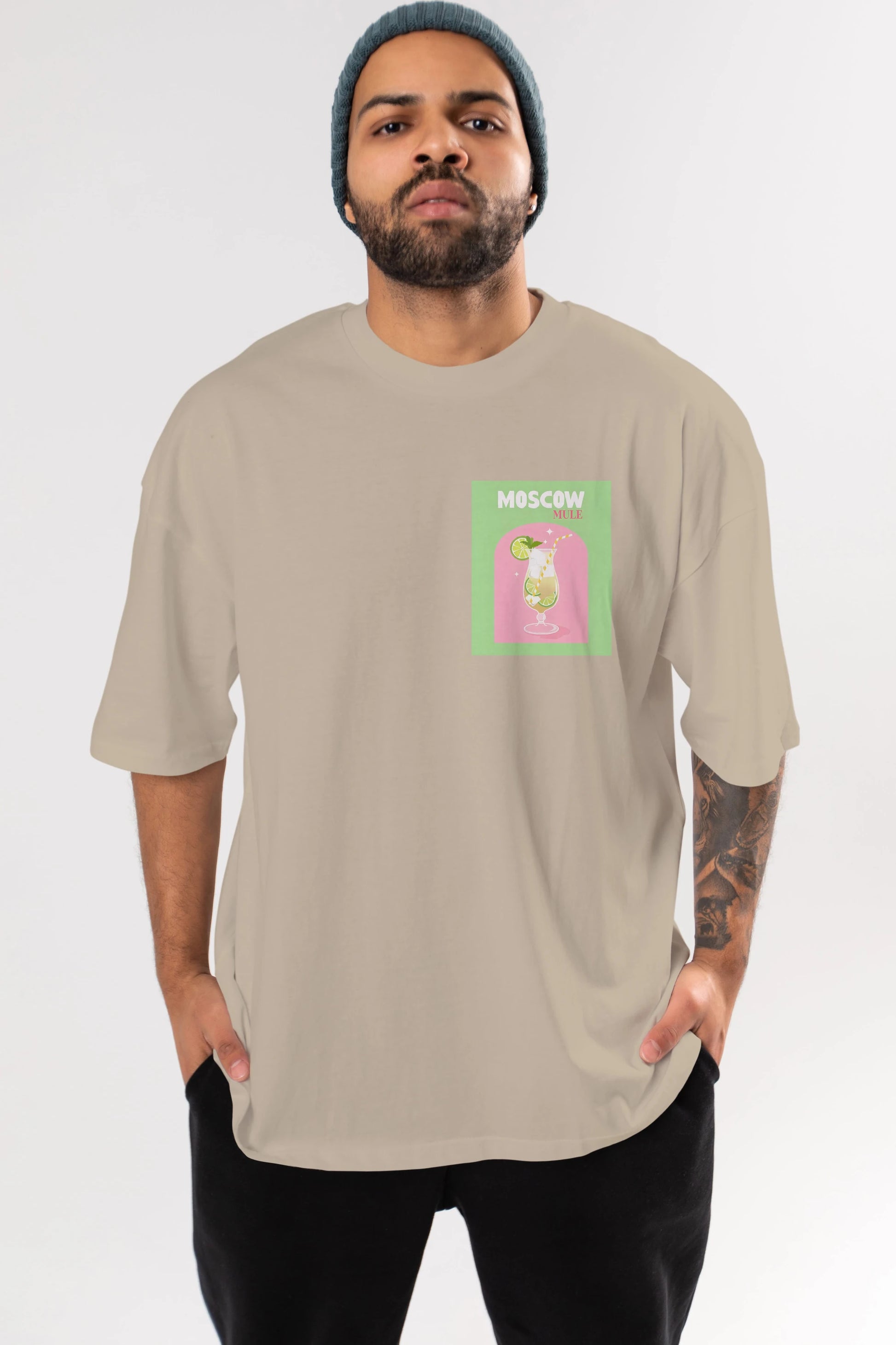 Moscow Mule 5 Ön Sol Baskılı Oversize t-shirt Erkek Kadın Unisex %100 Pamuk Bisiklet Yaka tişort