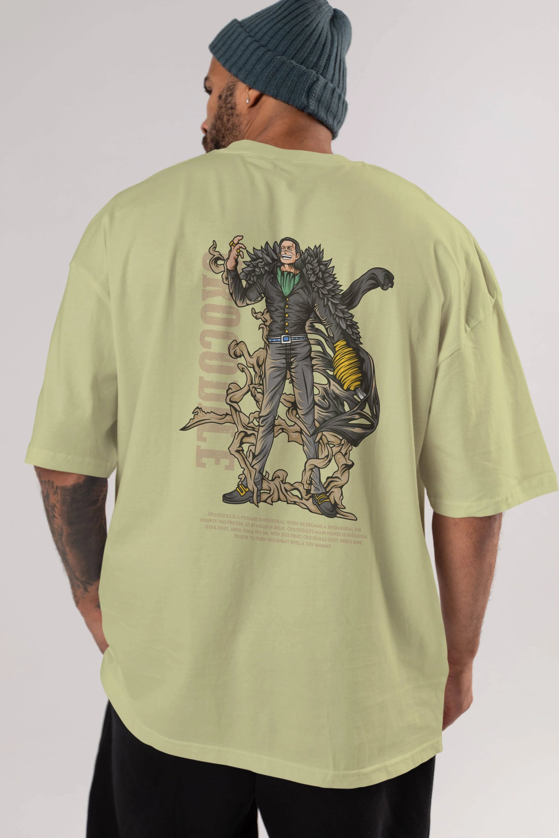 Crocodile Anime Arka Baskılı Oversize t-shirt Erkek Kadın Unisex