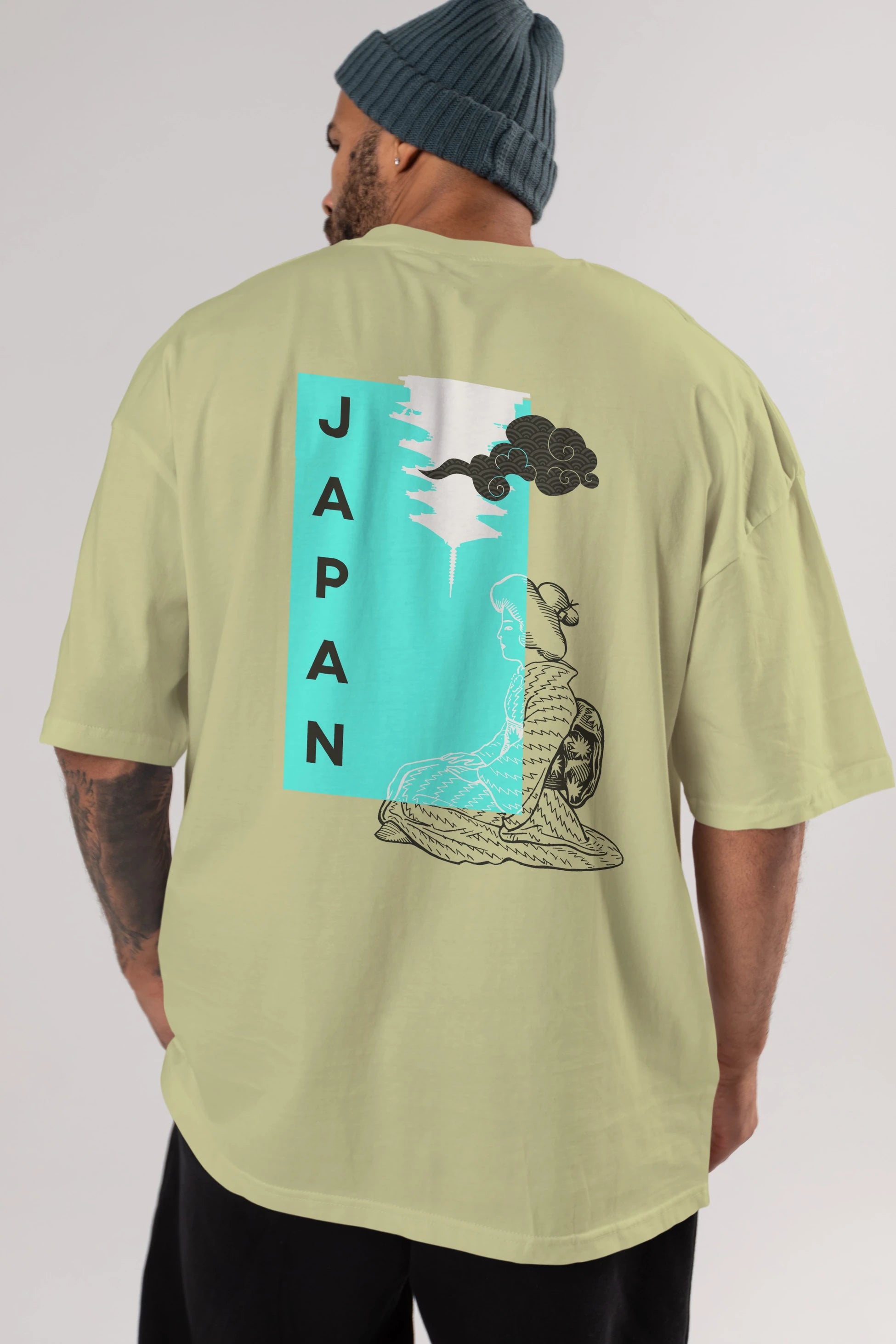 Japan Yazılı Streetwear Arka Baskılı Oversize t-shirt Erkek Kadın Unisex
