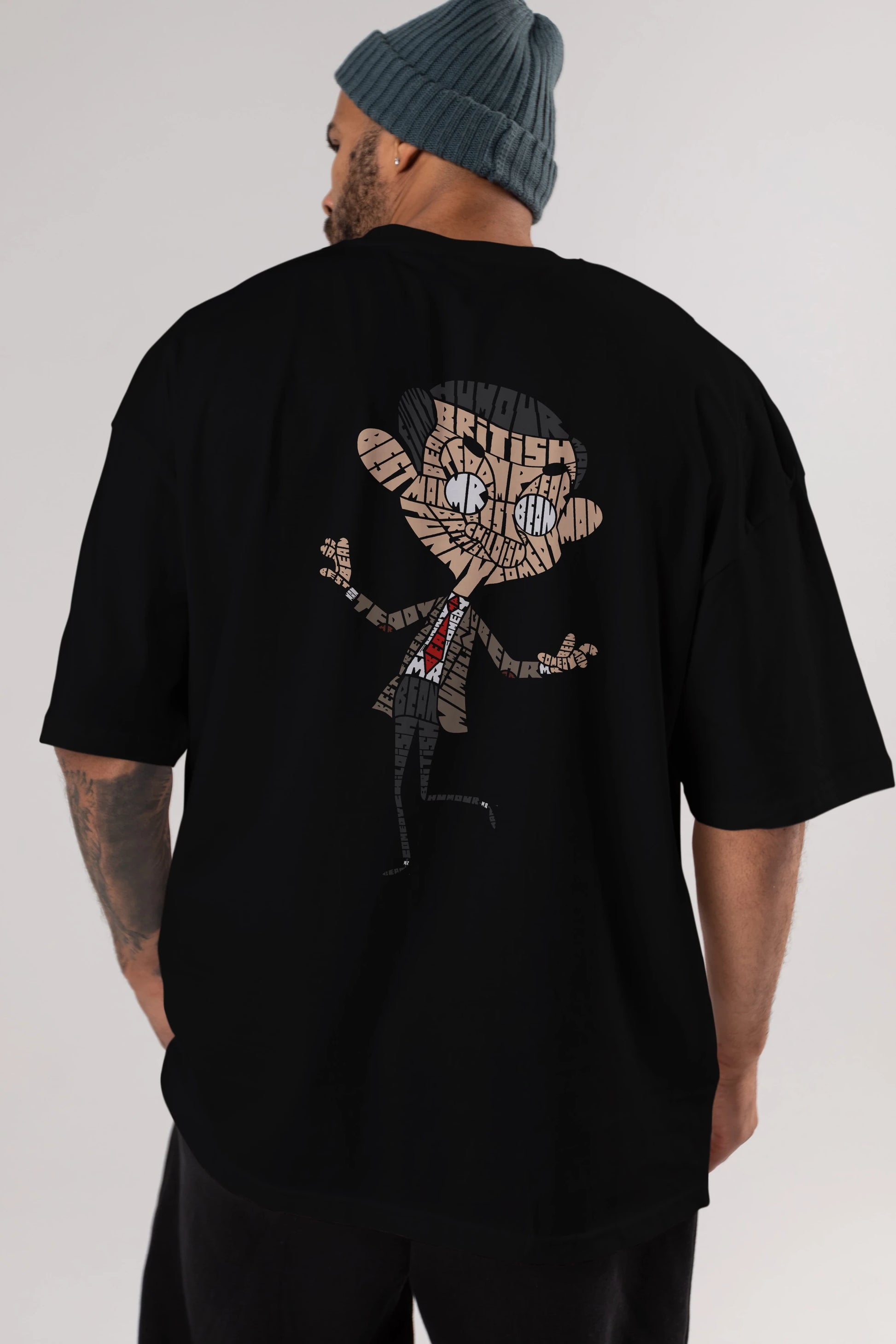 Mr Bean Arka Baskılı Oversize t-shirt %100 pamuk Erkek Kadın Unisex
