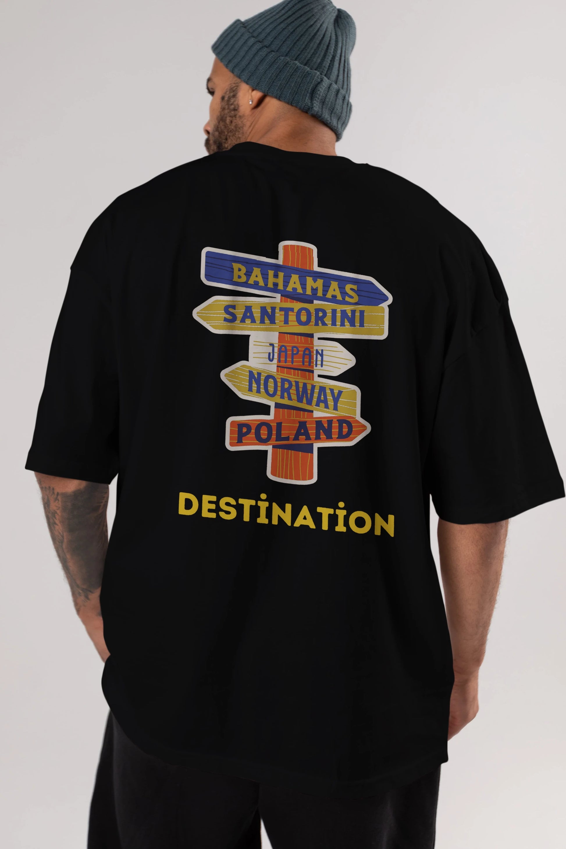 Destination Yazılı Arka Baskılı Oversize t-shirt Erkek Kadın Unisex