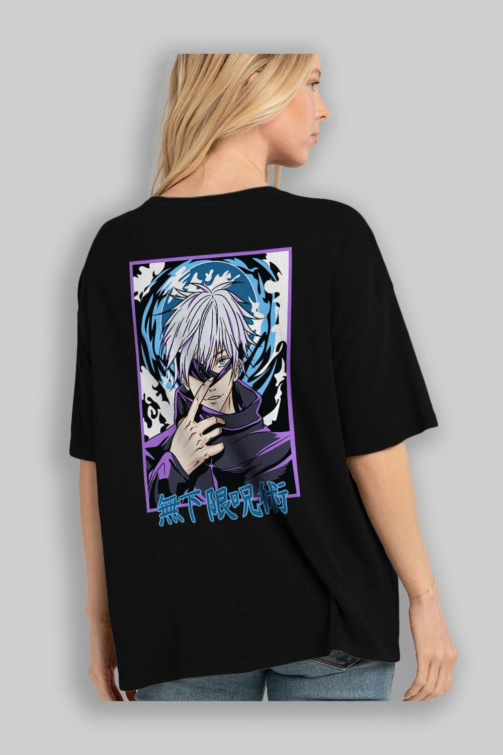SATORU GOJO 3 Anime Arka Baskılı Oversize t-shirt Erkek Kadın Unisex