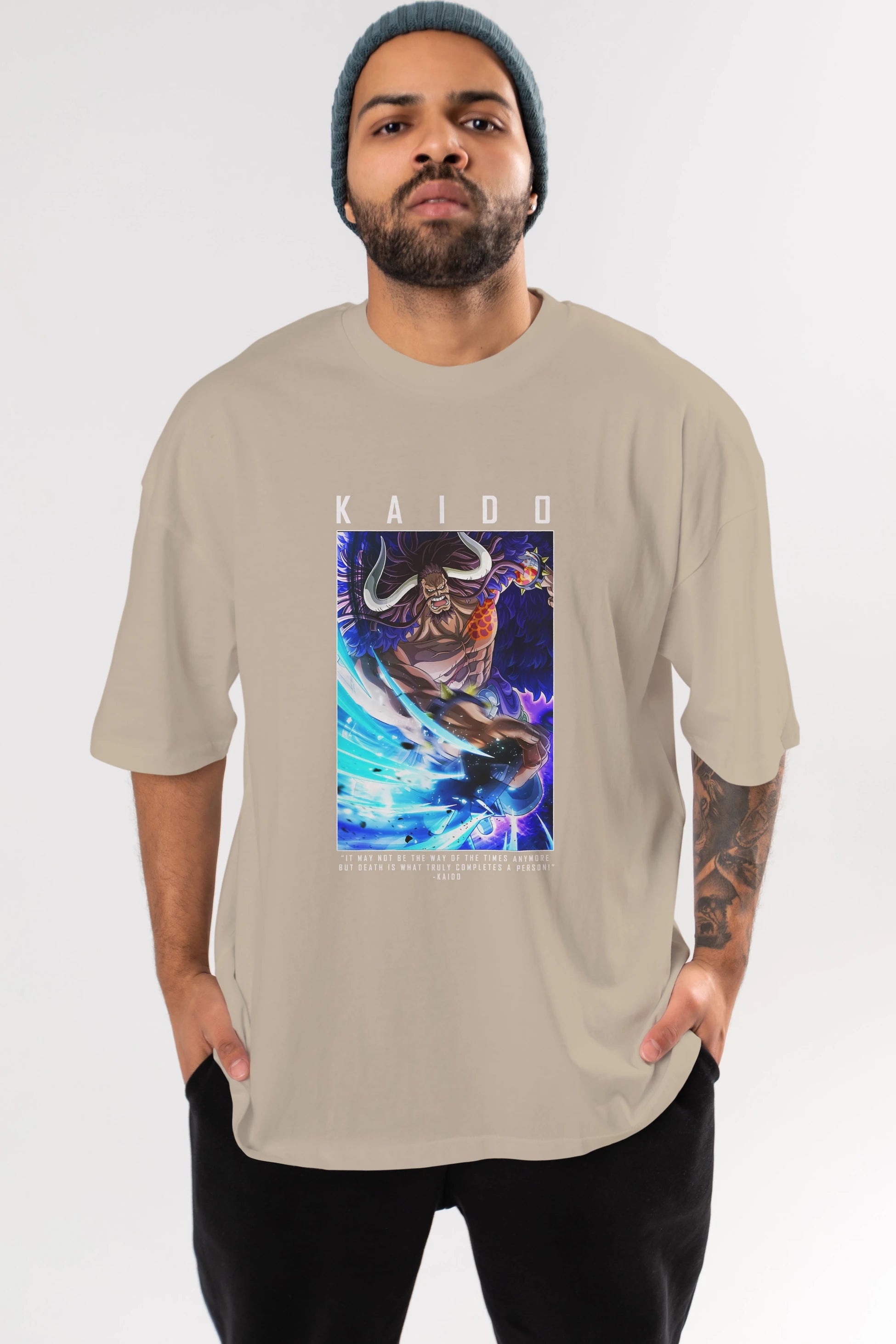 Kaido 2 Anime Ön Baskılı Oversize t-shirt Erkek Kadın Unisex