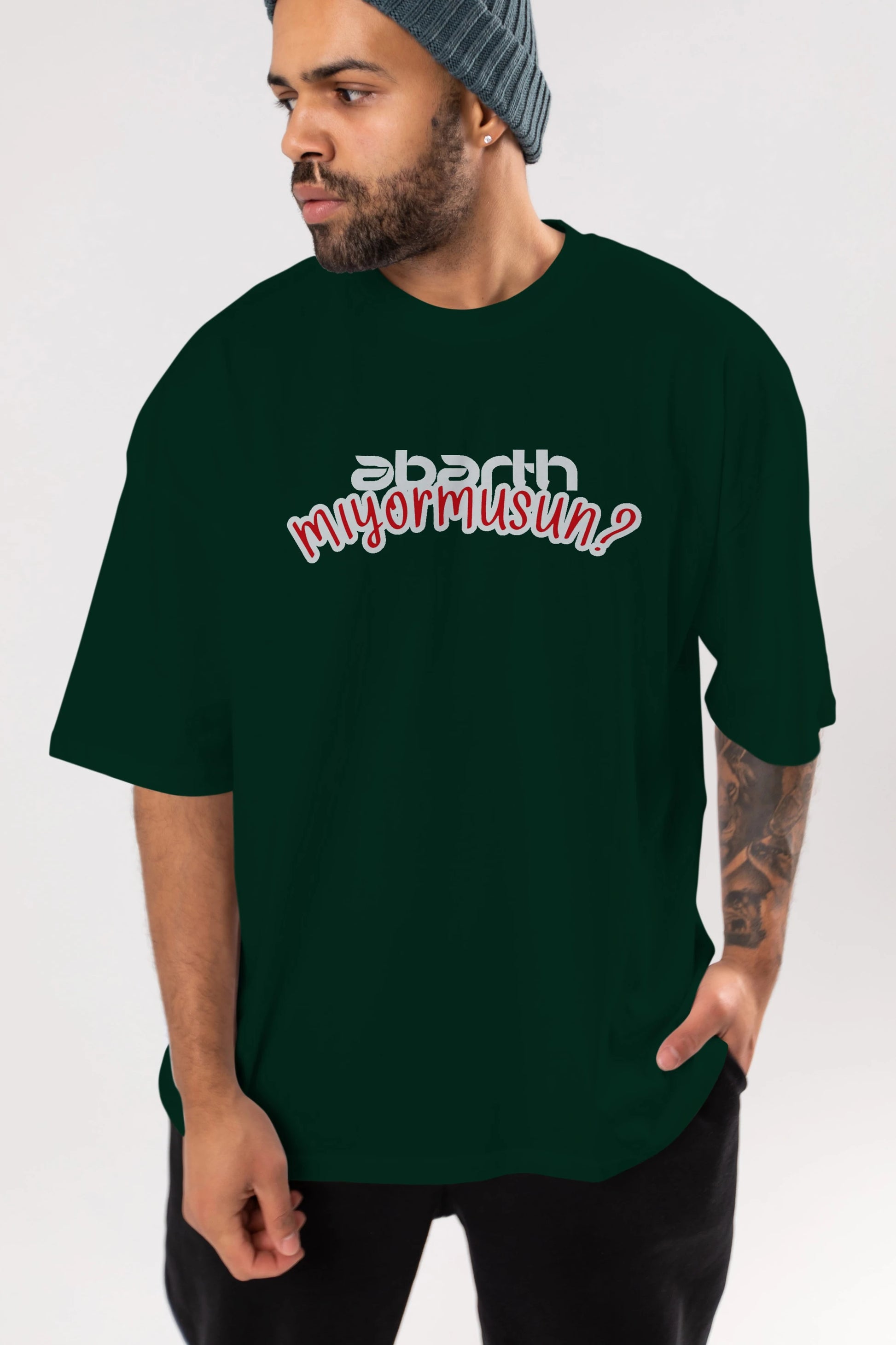 Abarth  Mıyormusun Ön Baskılı Oversize t-shirt %100 pamuk Erkek Kadın Unisex