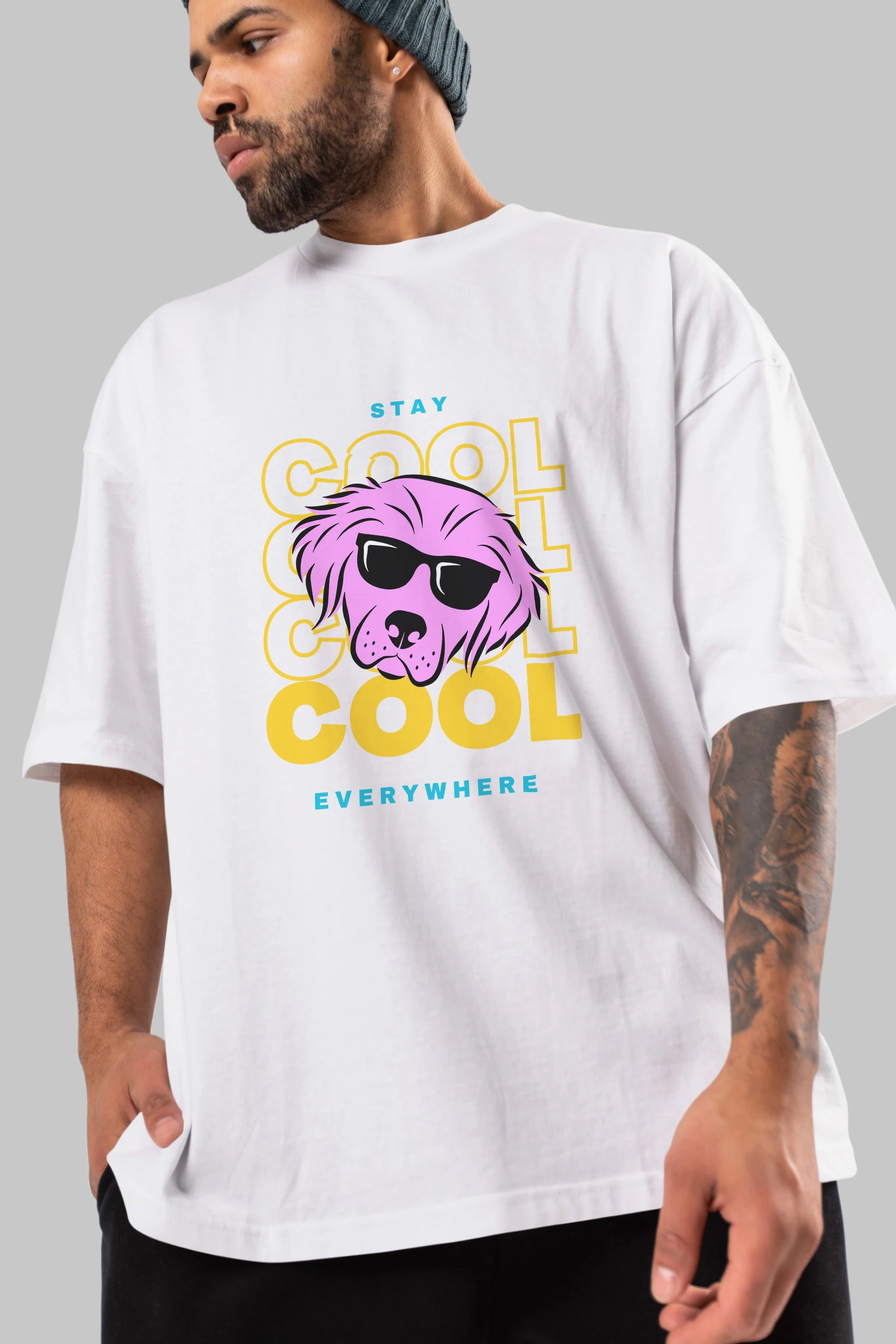 Cool Dog 2 Ön Baskılı Oversize t-shirt Erkek Kadın Unisex