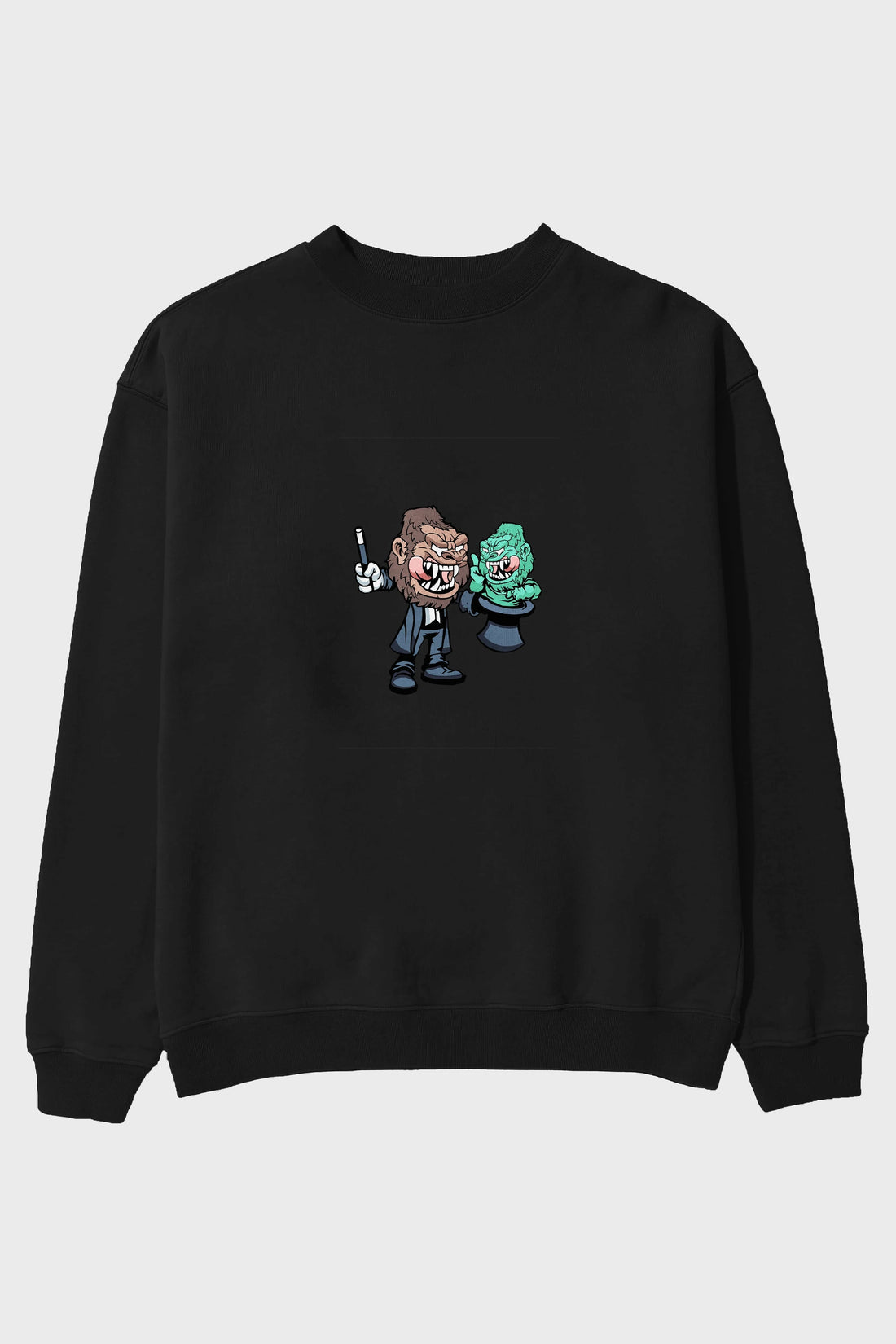 Gorilla Magician Ön Baskılı Oversize Sweatshirt Erkek Kadın Unisex