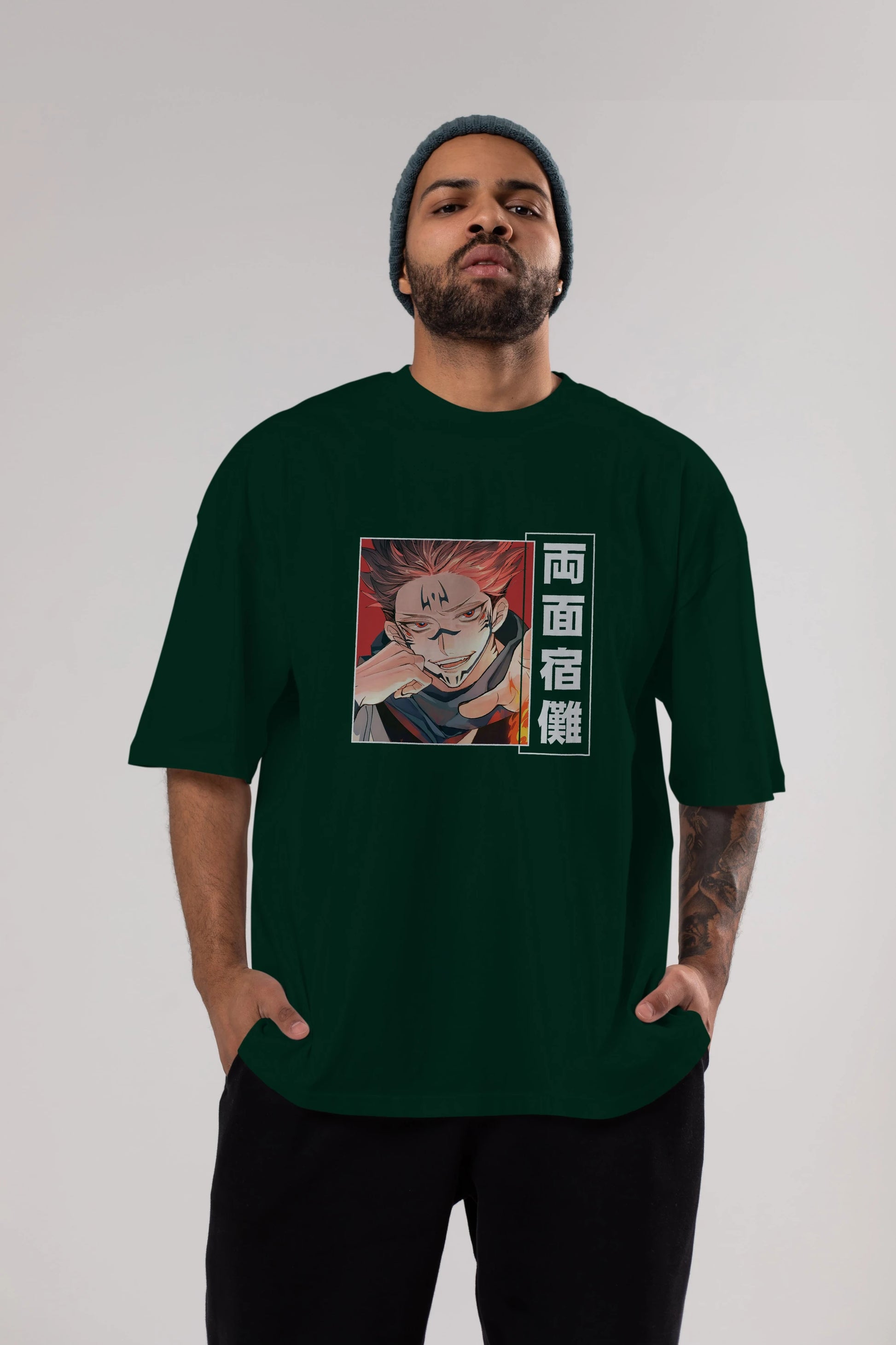 Sukuna Ryoumen 4 Anime Ön Baskılı Oversize t-shirt %100 pamuk Erkek Kadın Unisex