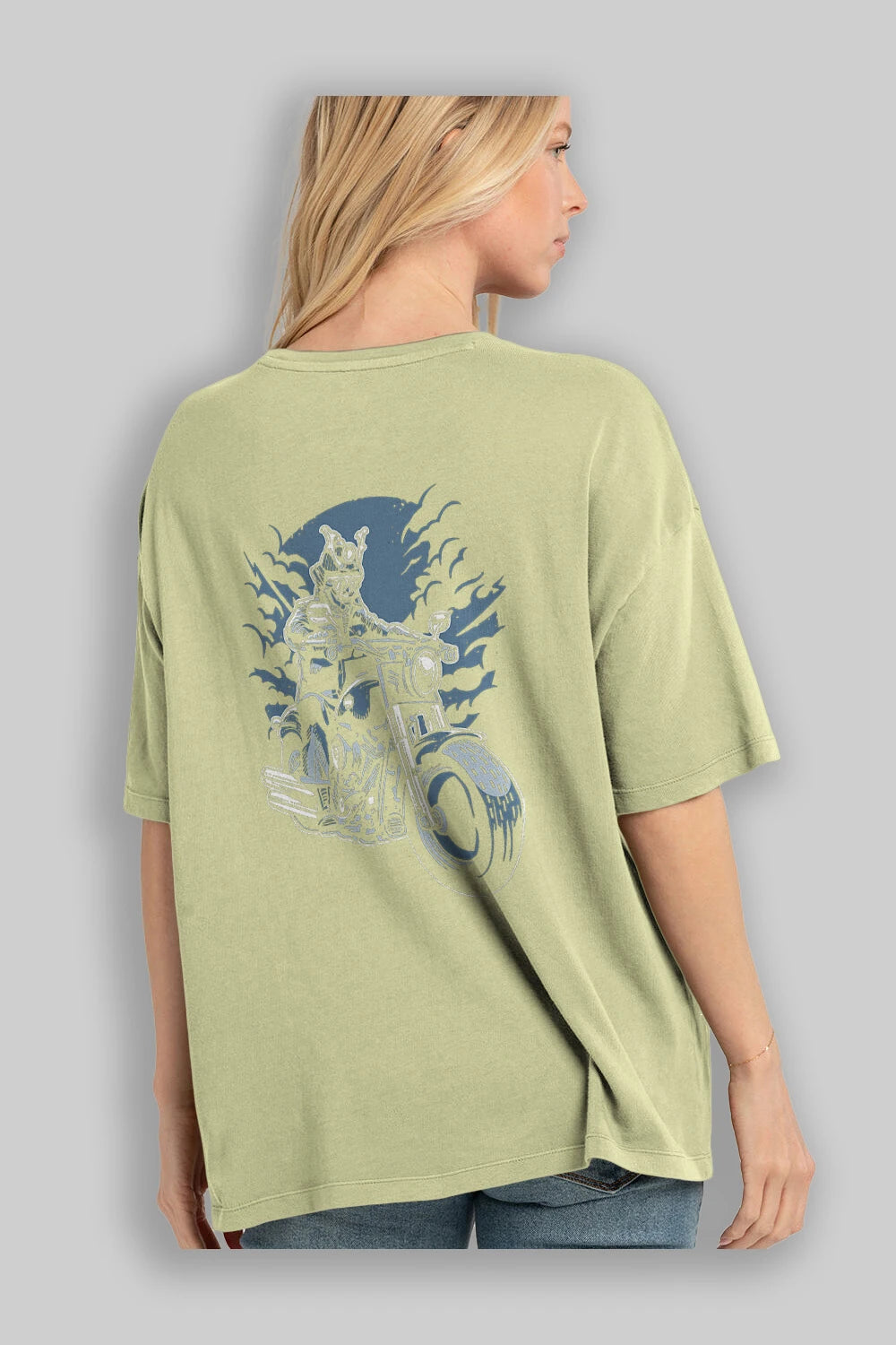 Samurai Ride Arka Baskılı Oversize t-shirt Erkek Kadın Unisex %100 Pamuk