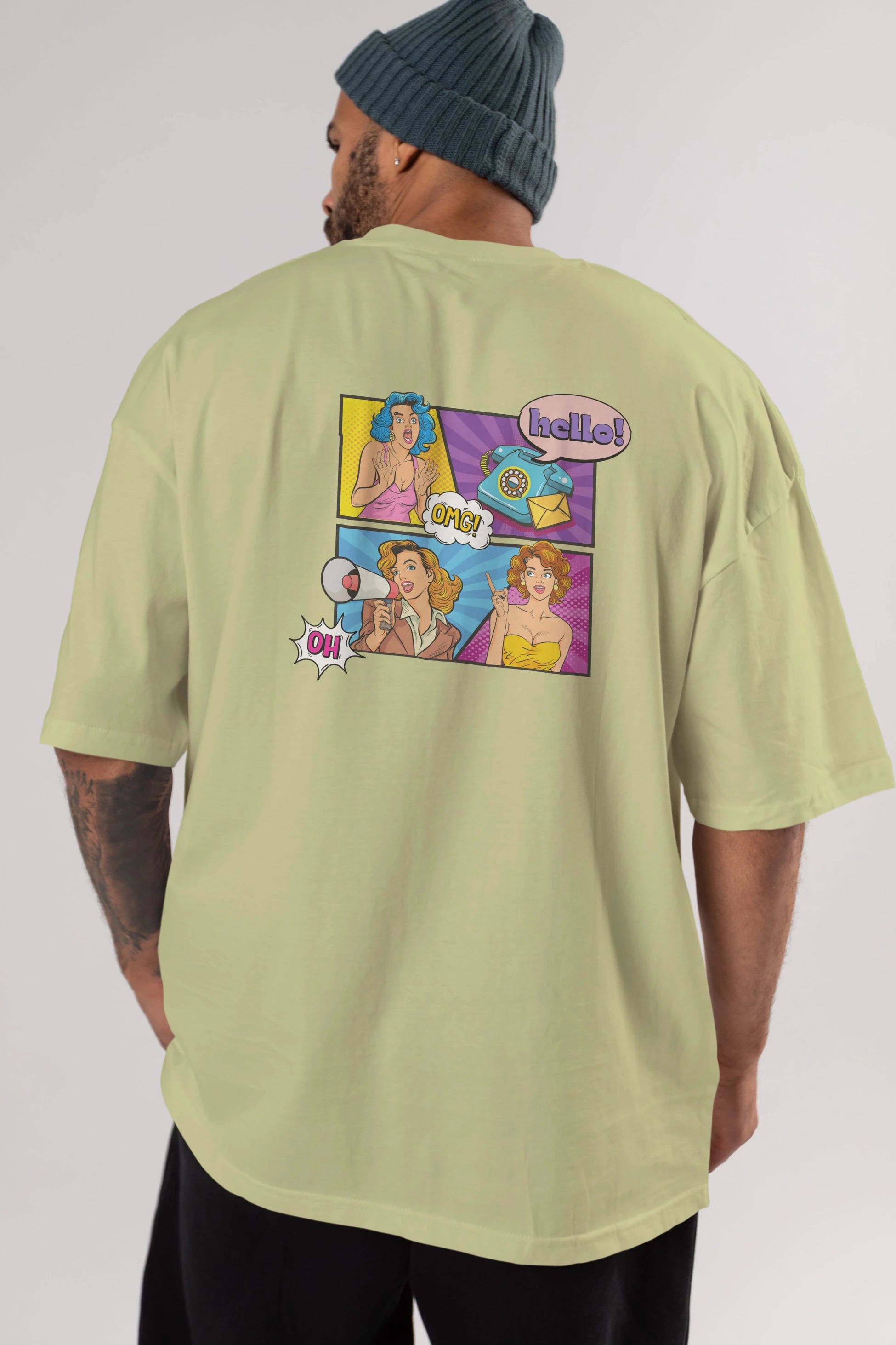 Hello OMG Arka Baskılı Oversize t-shirt Erkek Kadın Unisex