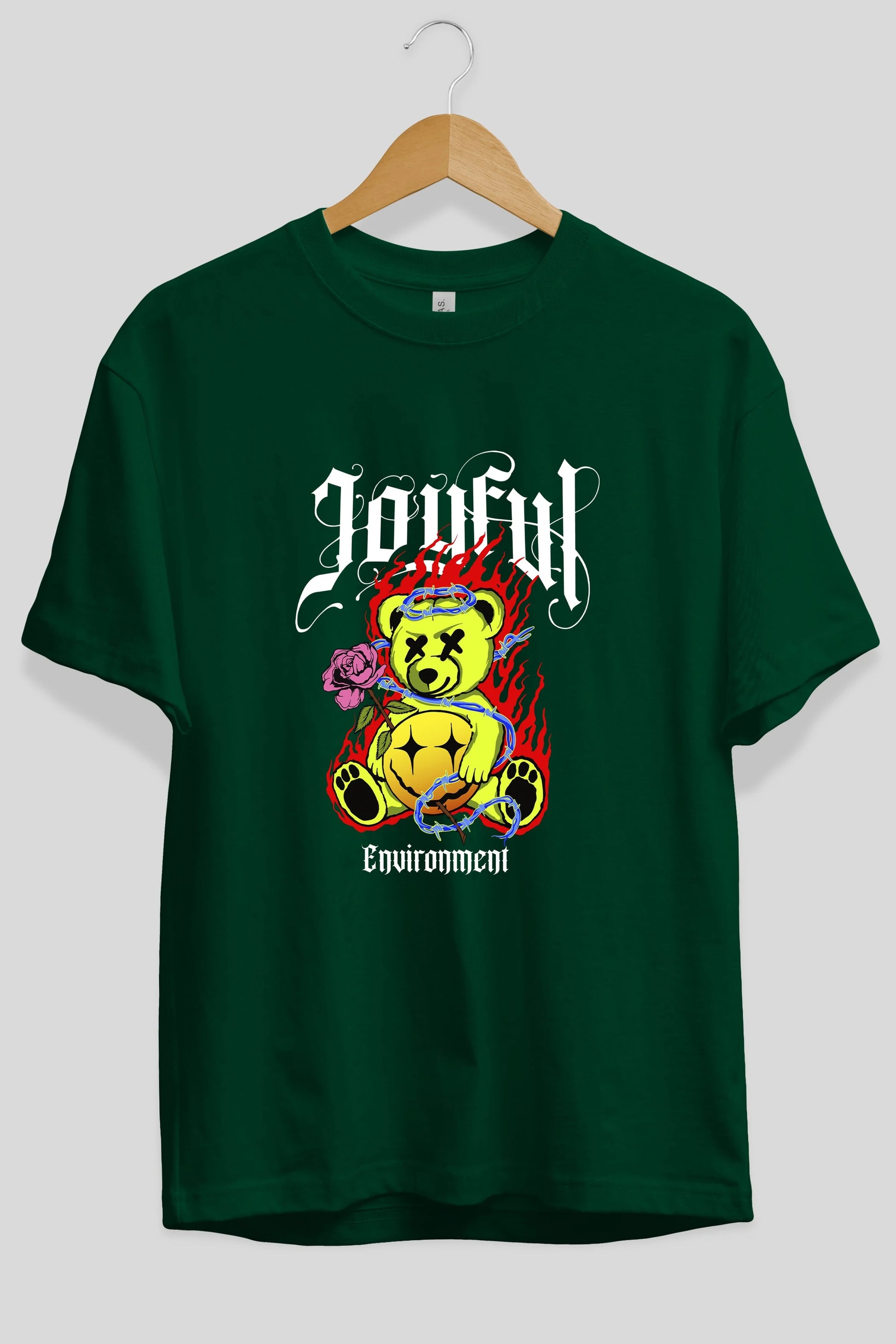 Joyful Bear Ön Baskılı Oversize t-shirt Erkek Kadın Unisex