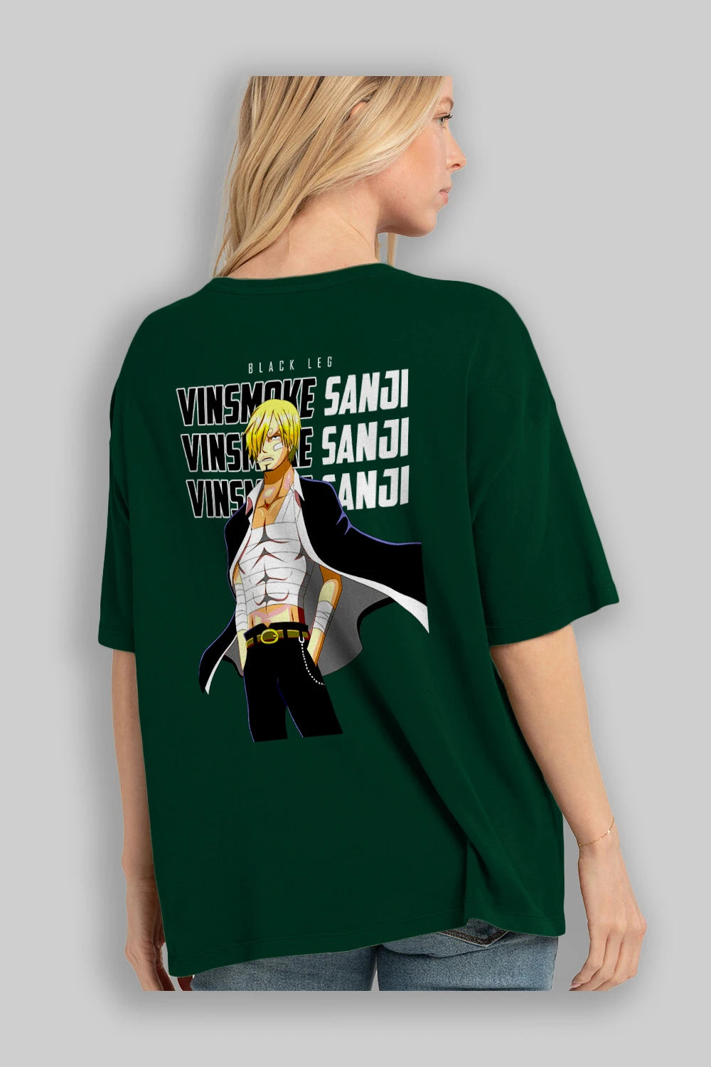 Sanji Anime Arka Baskılı Oversize t-shirt Erkek Kadın Unisex %100 pamuk tişort
