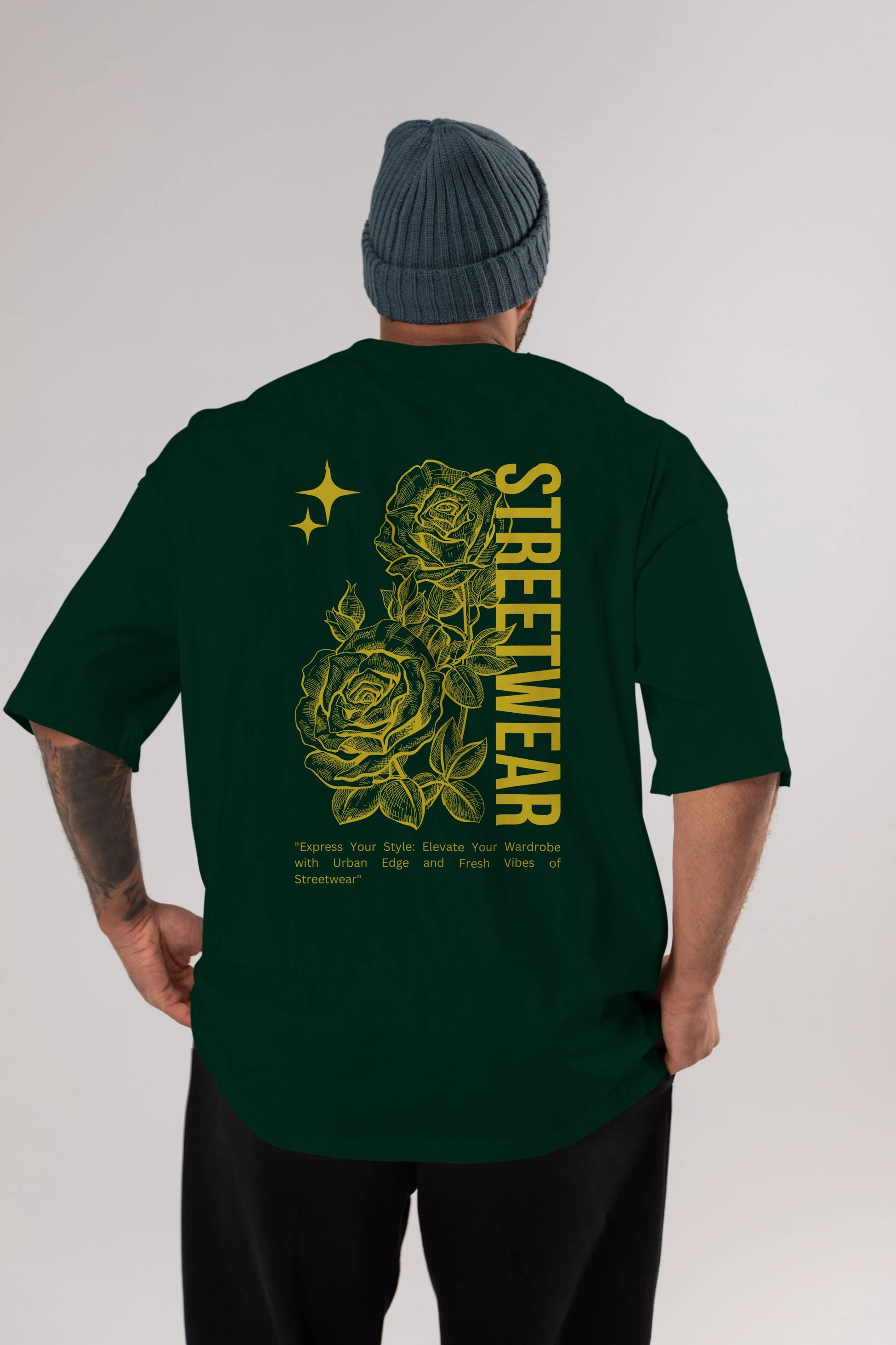 Minimalist Streetwear Arka Baskılı Oversize t-shirt Erkek Kadın Unisex