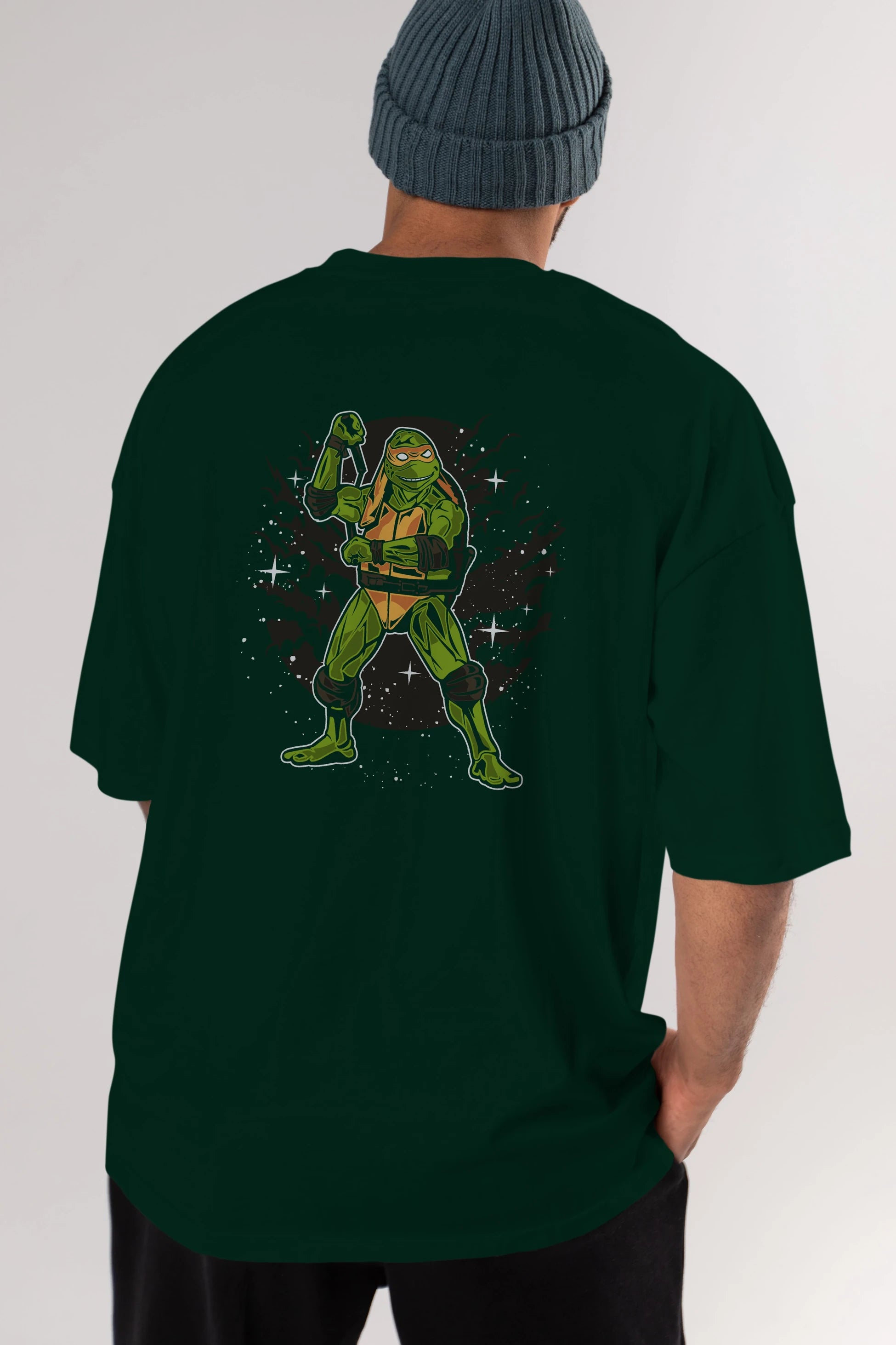 TURTLES Arka Baskılı Oversize t-shirt Erkek Kadın Unisex %100 Pamuk