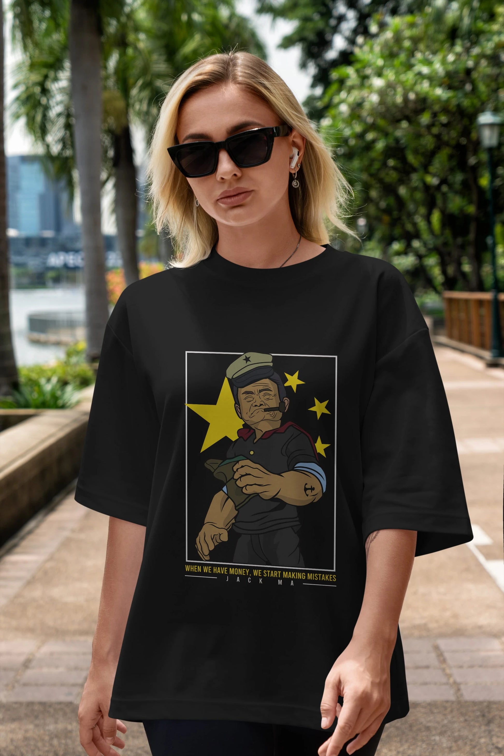 Popeye Jack Ma Ön Baskılı Oversize t-shirt Erkek Kadın Unisex %100 Pamuk tişort