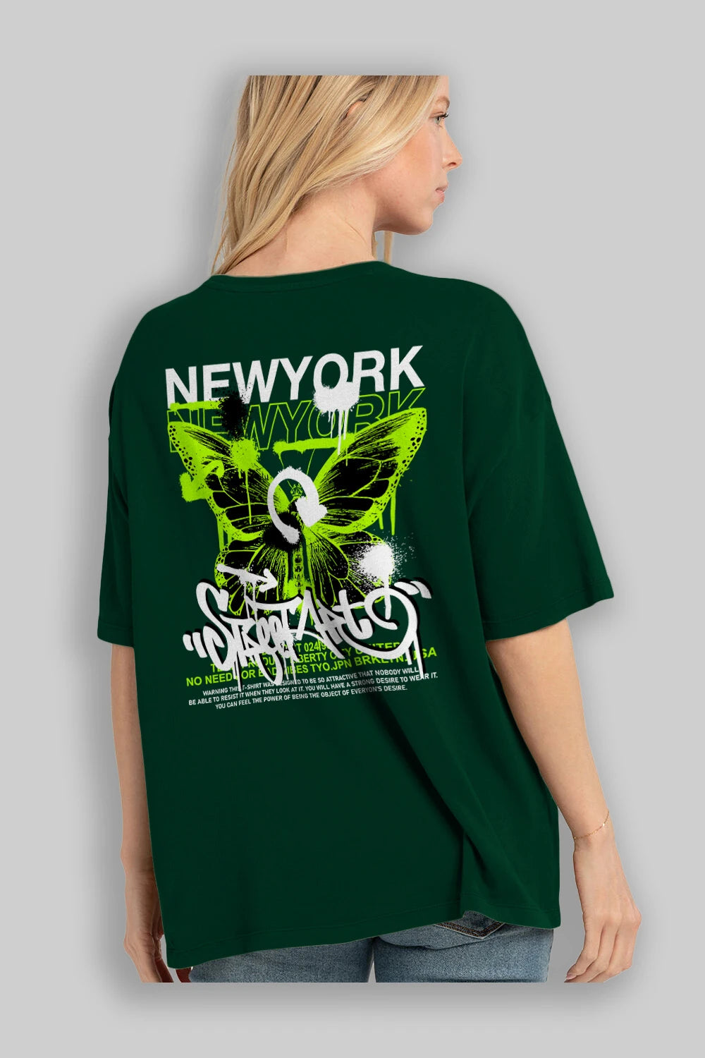 New York Street Style Arka Baskılı Oversize t-shirt Erkek Kadın Unisex