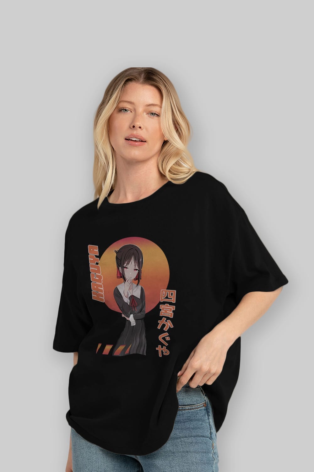 Kaguya Shinomiya 5 Anime Ön Baskılı Oversize t-shirt %100 pamuk Erkek Kadın Unisex