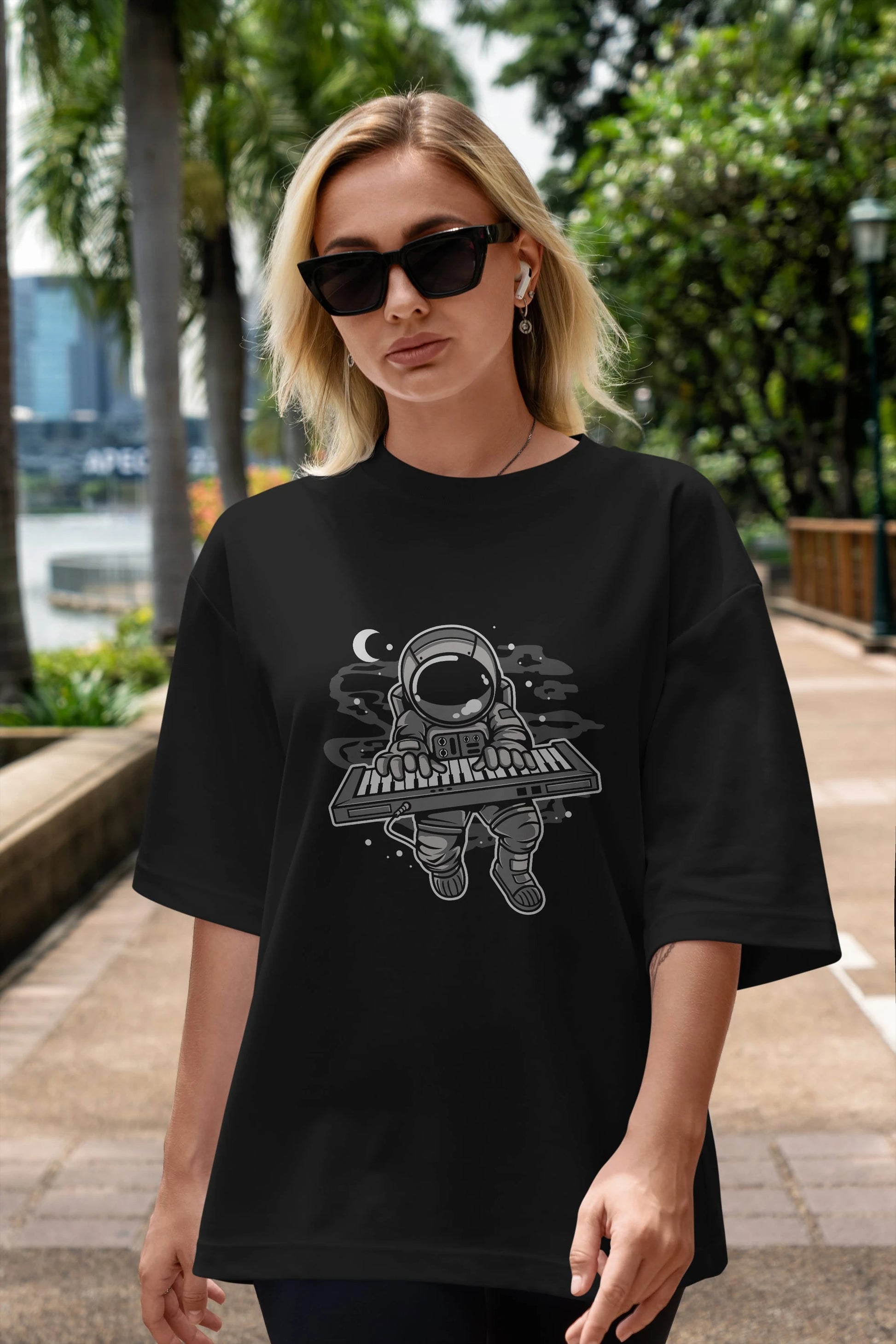 Astronaut Keyboard Ön Baskılı Oversize t-shirt Erkek Kadın Unisex