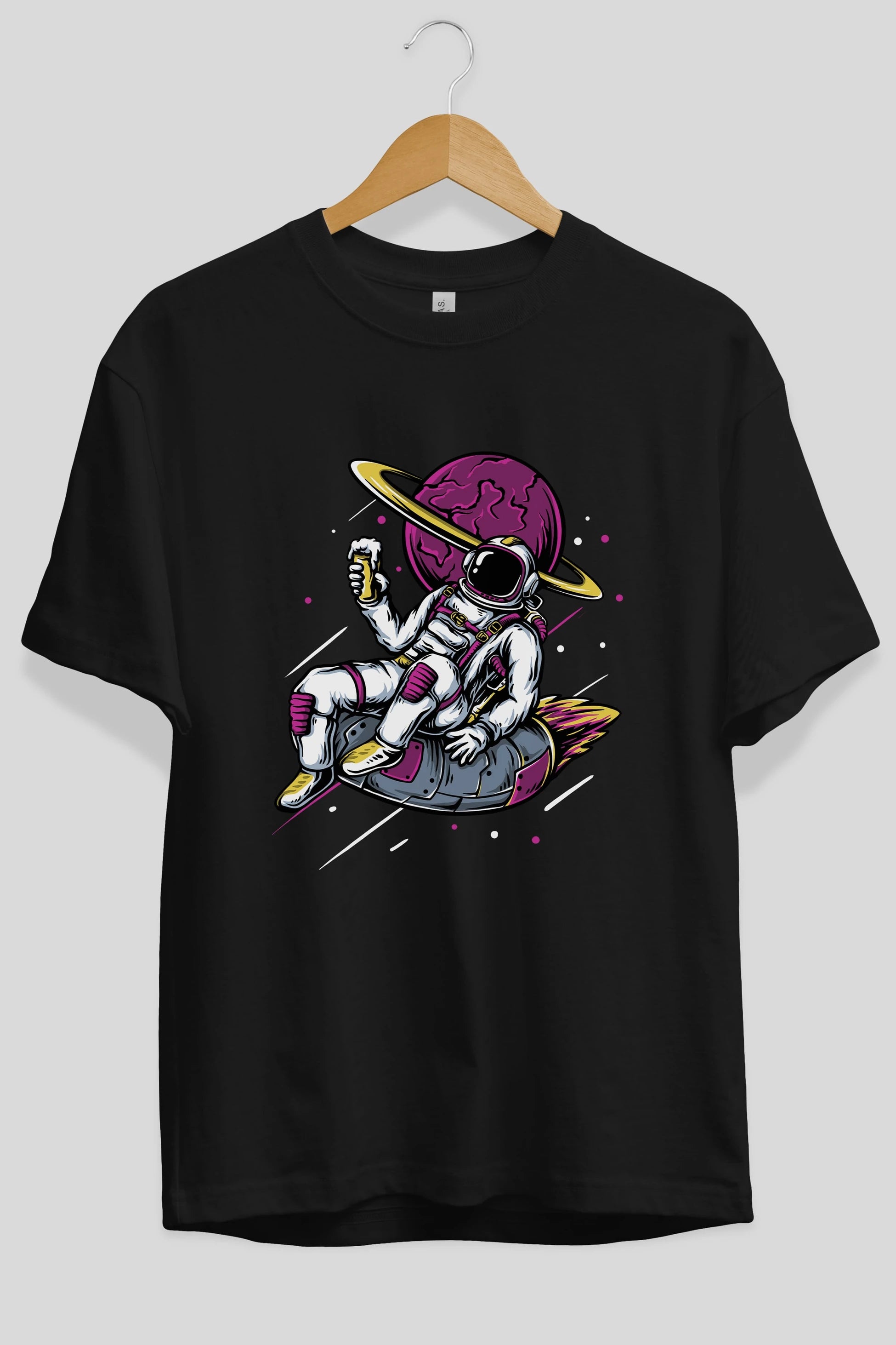 Astronaut Beer Ön Baskılı Oversize t-shirt Erkek Kadın Unisex
