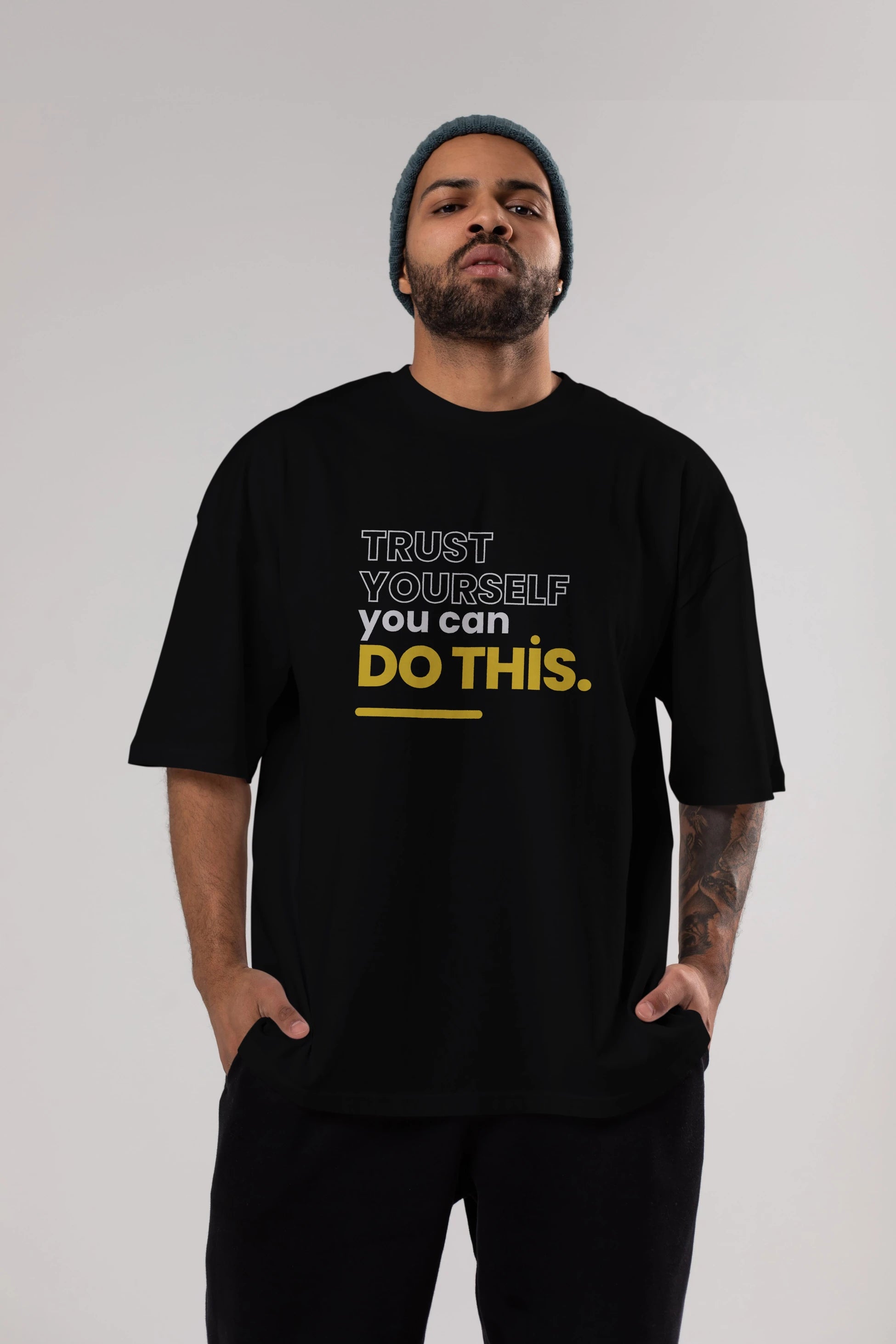 Trust Yourself Yazılı Ön Baskılı Oversize t-shirt Erkek Kadın Unisex