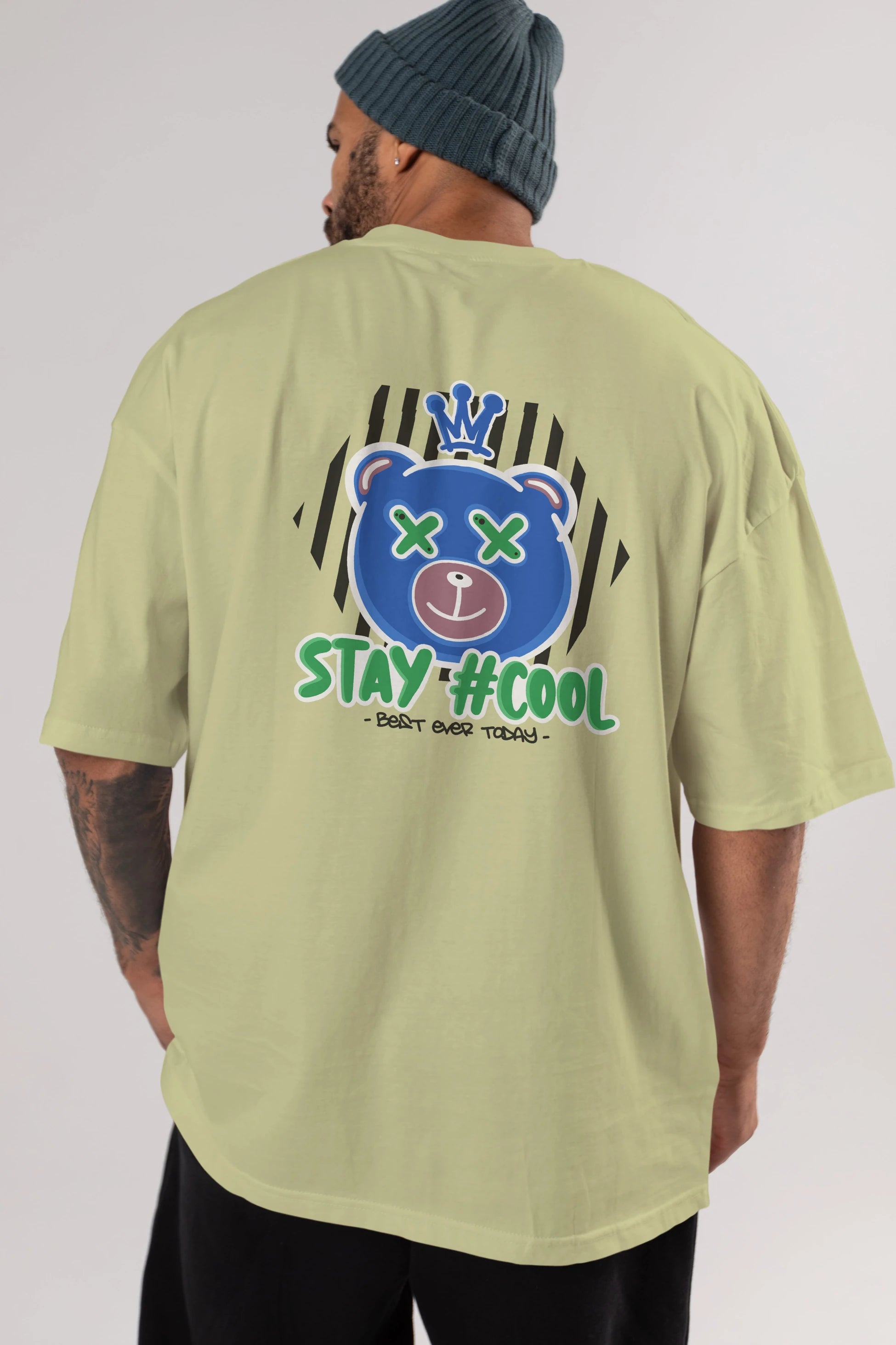 Stay Cool Bear Arka Baskılı Oversize t-shirt Erkek Kadın Unisex