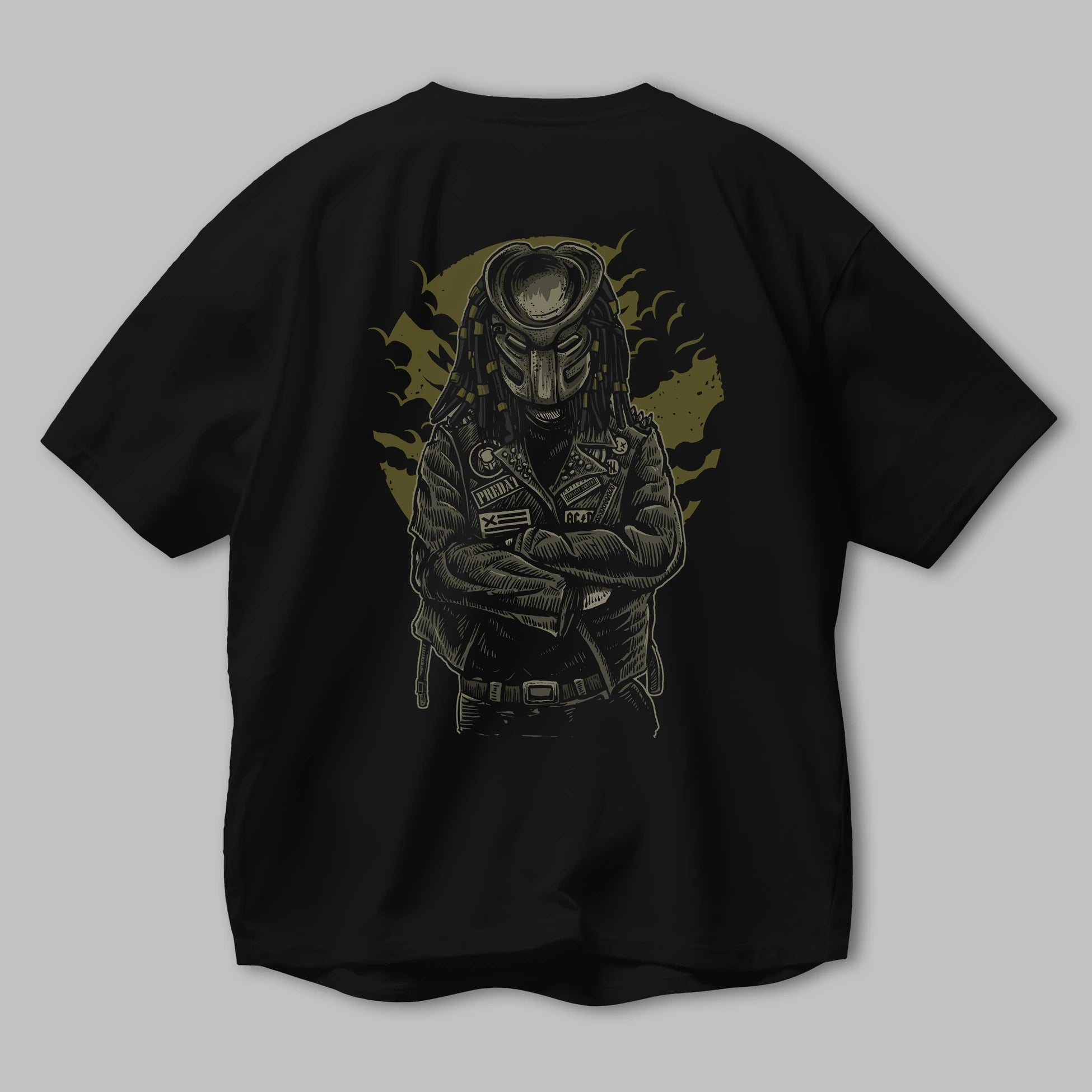 Predator Arka Baskılı Oversize t-shirt Erkek Kadın Unisex %100 Pamuk