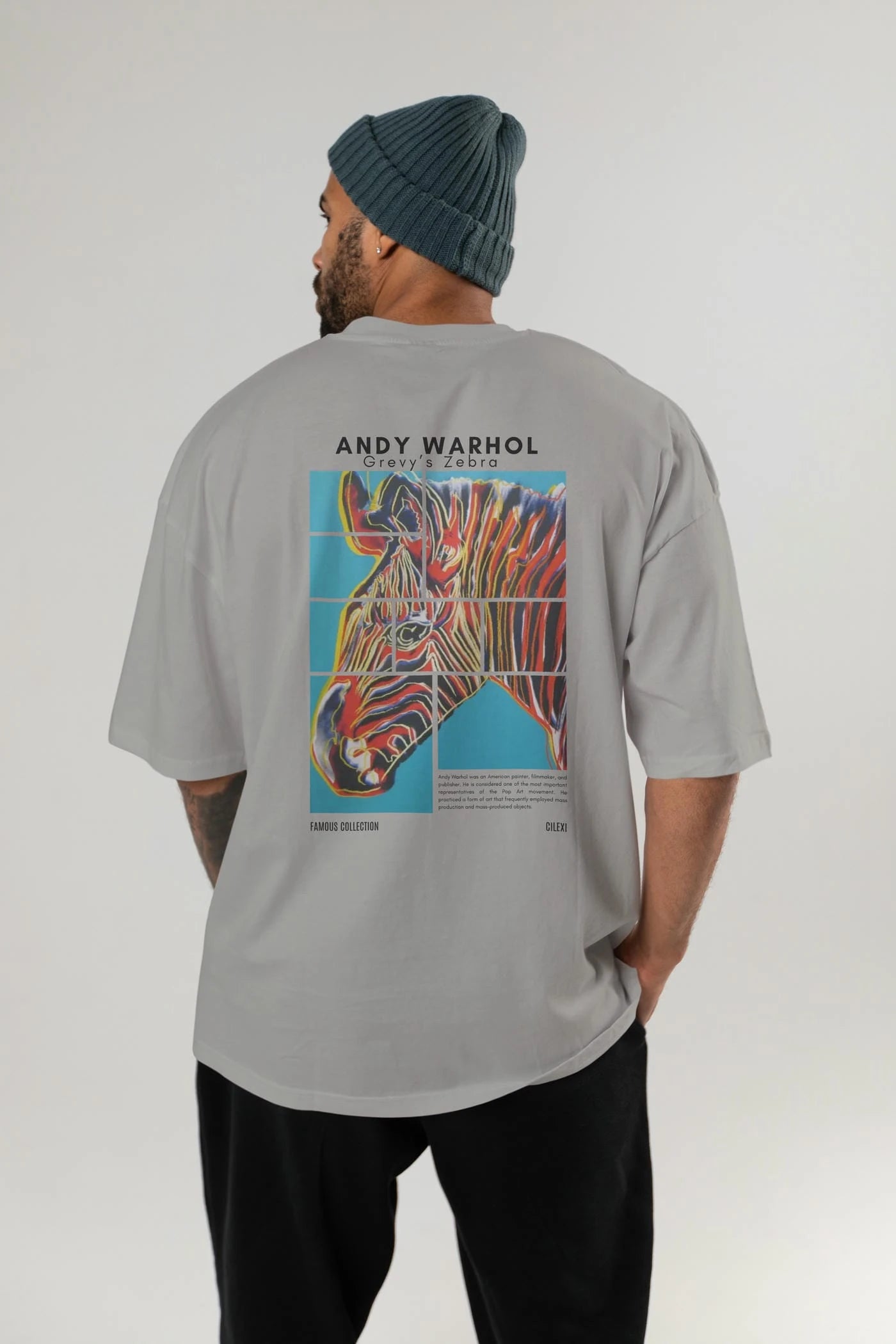 Andy Warhol Arka Baskılı Oversize t-shirt Erkek Kadın Bisiklet Yaka Pamuk tişort