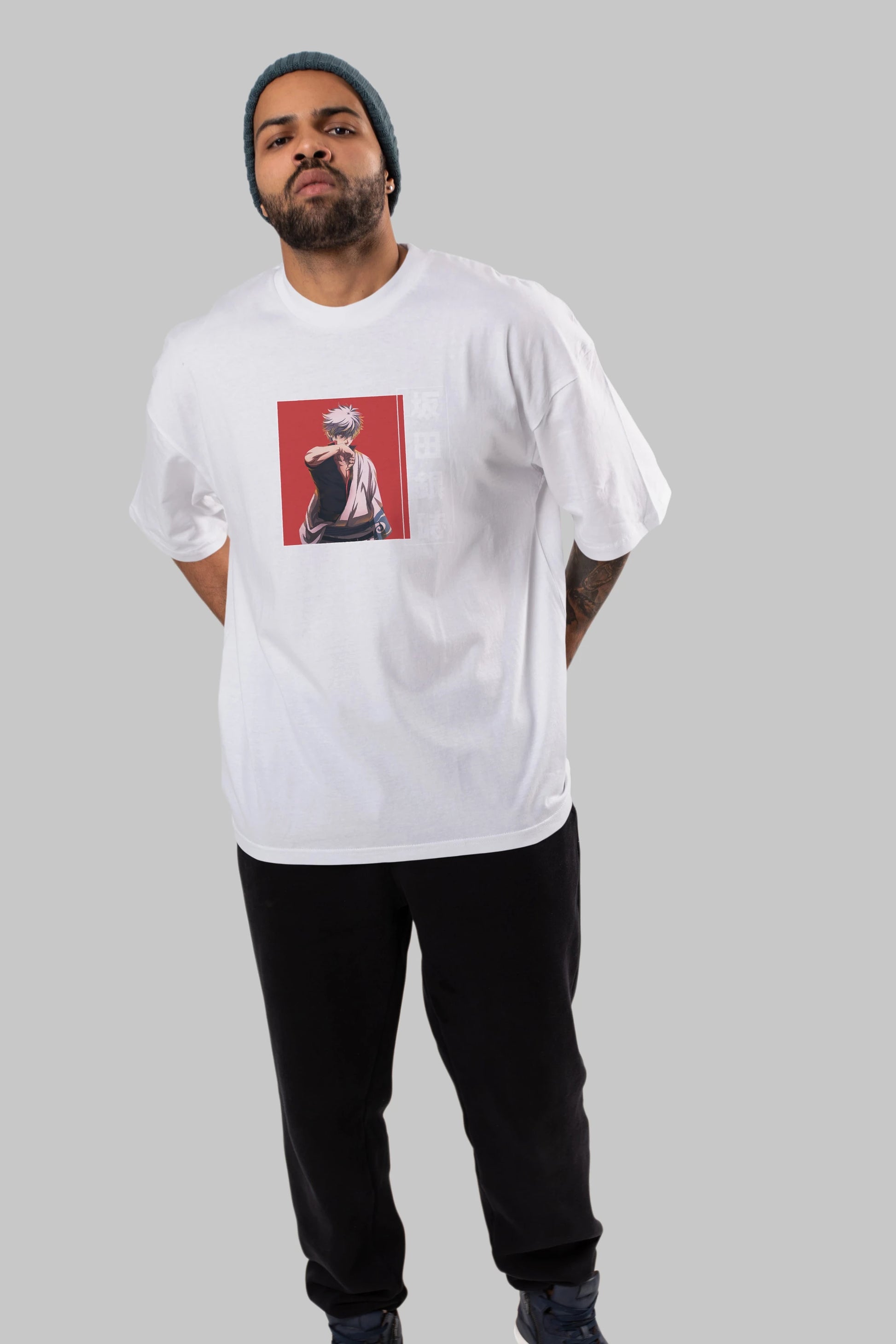 Gintoki Sakata GINTAMA 1 Anime Ön Baskılı Oversize t-shirt %100 pamuk Erkek Kadın Unisex