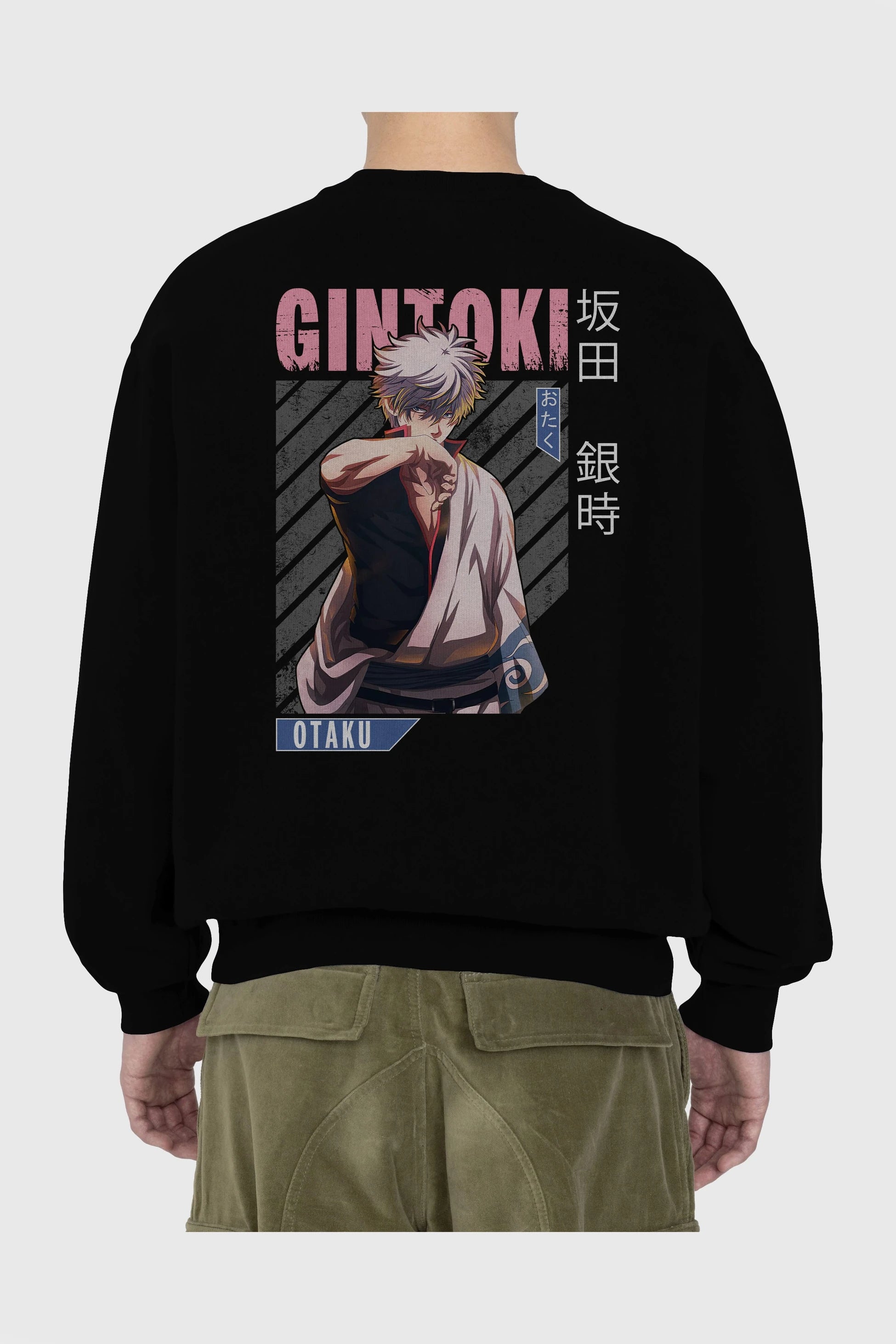 Gintoki Sakata Anime Arka Baskılı Oversize Sweatshirt Erkek Kadın Unisex