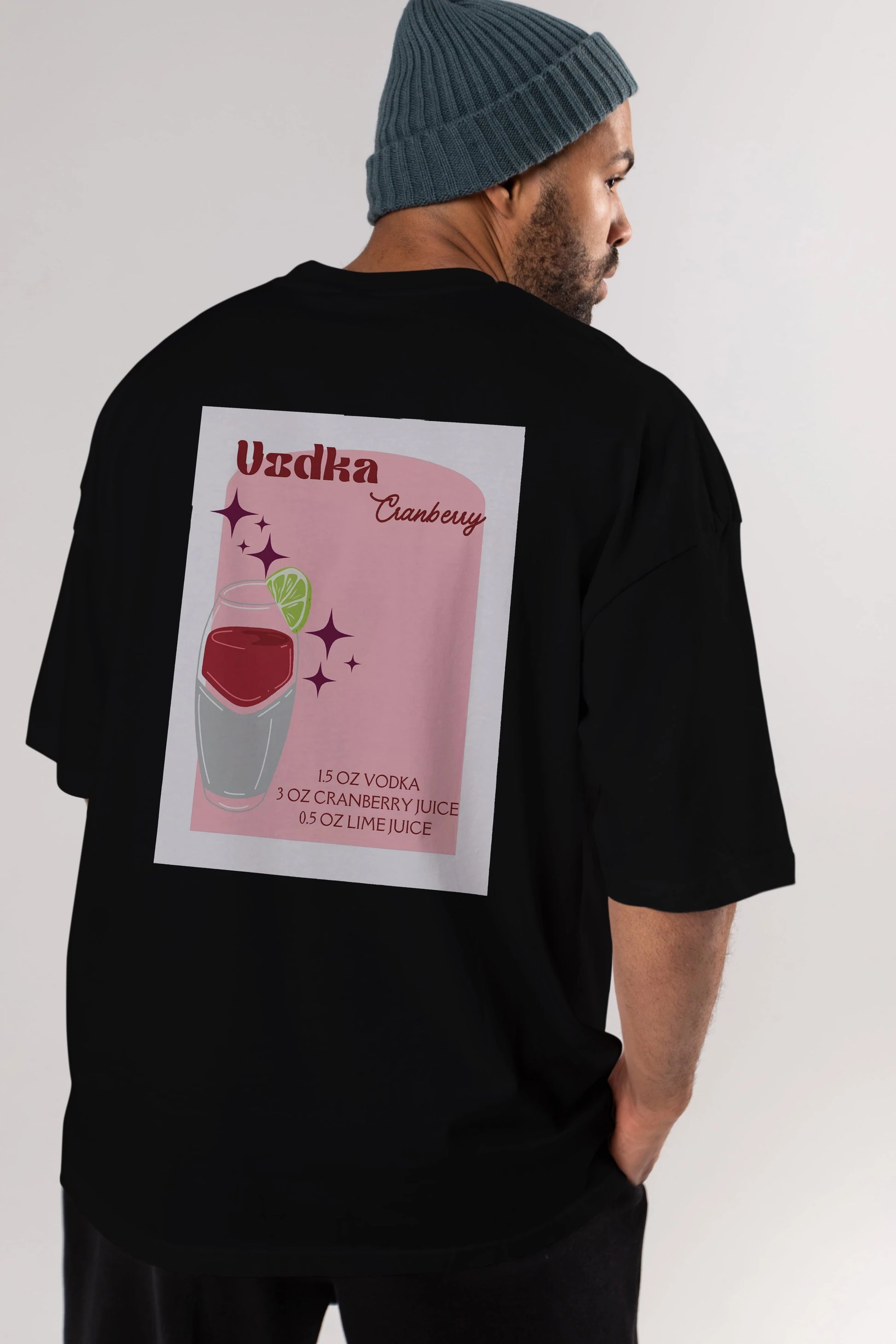 Vodka Cranberry 2 Arka Baskılı Oversize t-shirt Erkek Kadın Unisex %100 Pamuk Bisiklet Yaka tişort