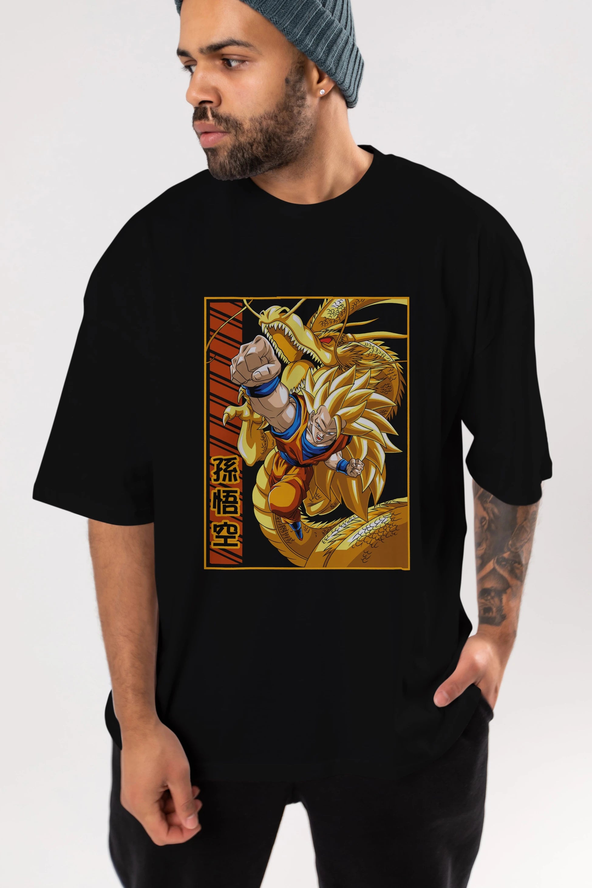DragonBall Goku Anime Ön Baskılı Oversize t-shirt %100 pamuk Erkek Kadın Unisex