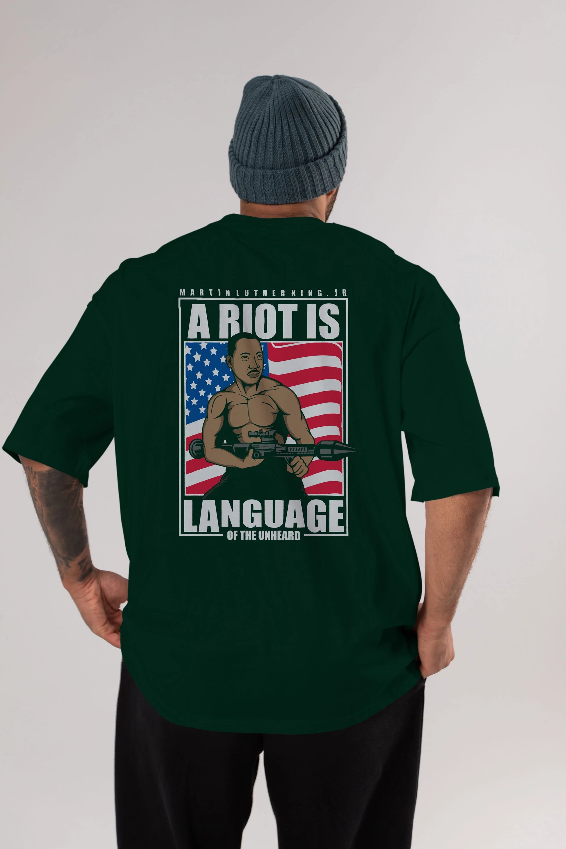 Luther King Jr Rambo Arka Baskılı Oversize t-shirt Erkek Kadın Unisex %100 Pamuk tişort