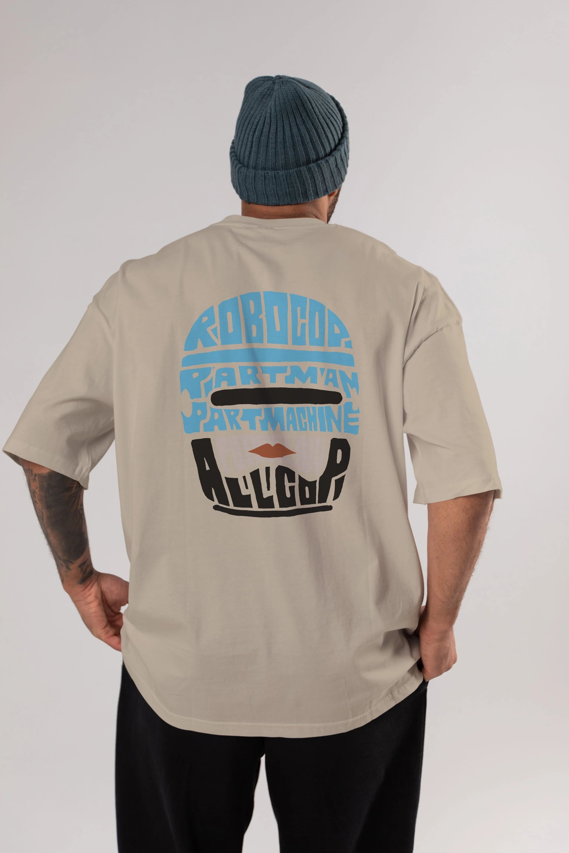 Robocop Arka Baskılı Oversize t-shirt %100 pamuk Erkek Kadın Unisex
