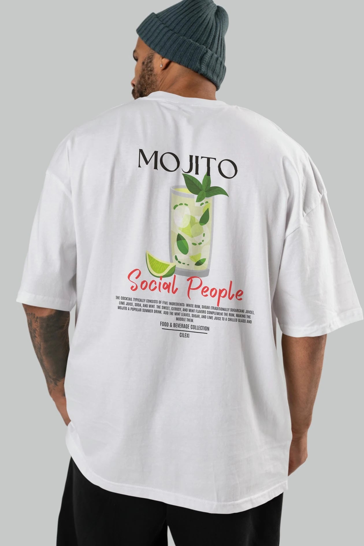 Mojıto Kokteyl Serisi Baskılı Oversize t-shirt Erkek Kadın Unisex %100 Pamuk Bisiklet Yaka tişort