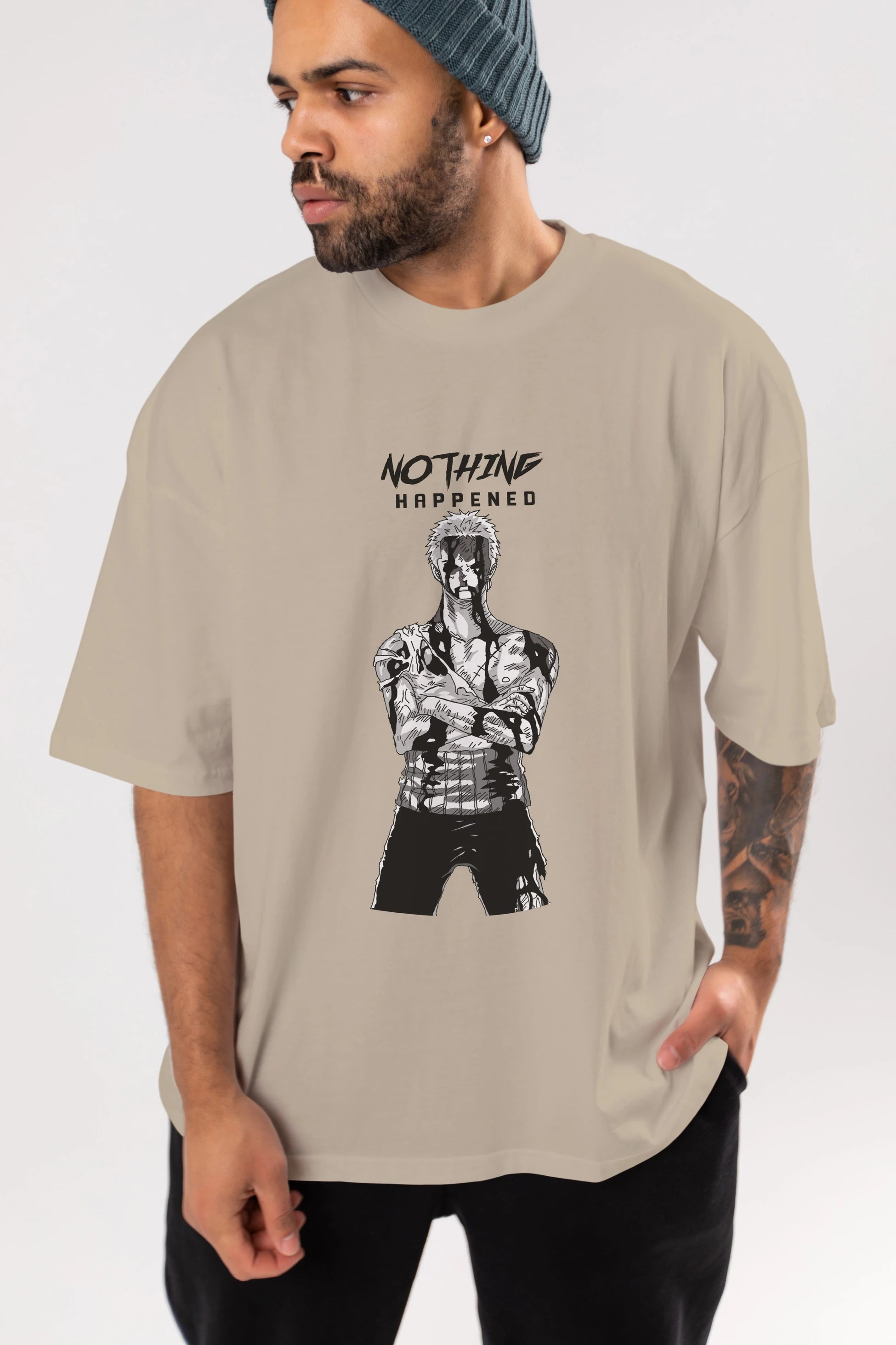 Roronoa Zoro 3 Anime Ön Baskılı Oversize t-shirt Erkek Kadın Unisex