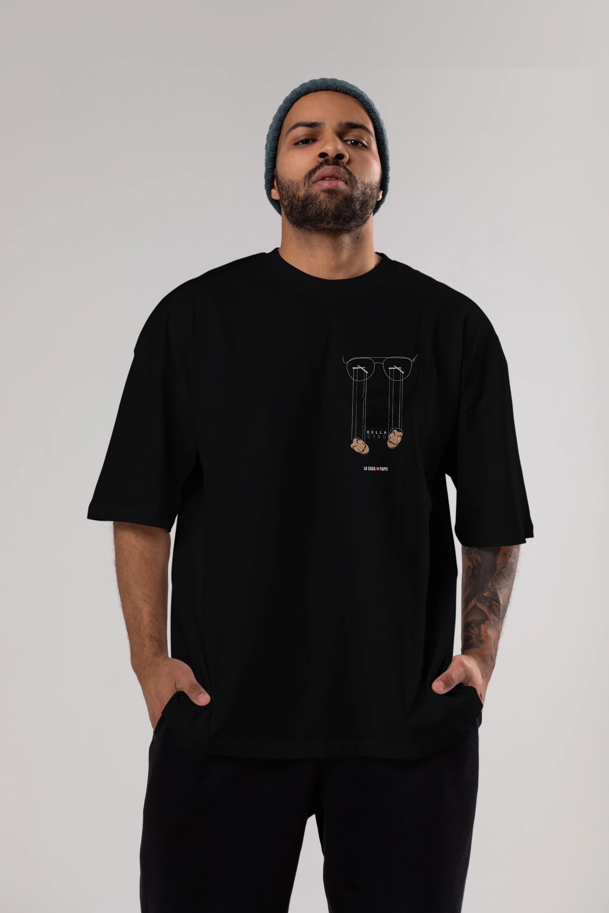 La Casa De Papel (11) Ön Sol Baskılı Oversize t-shirt Erkek Kadın Unisex %100 Pamuk Bisiklet Yaka tişort