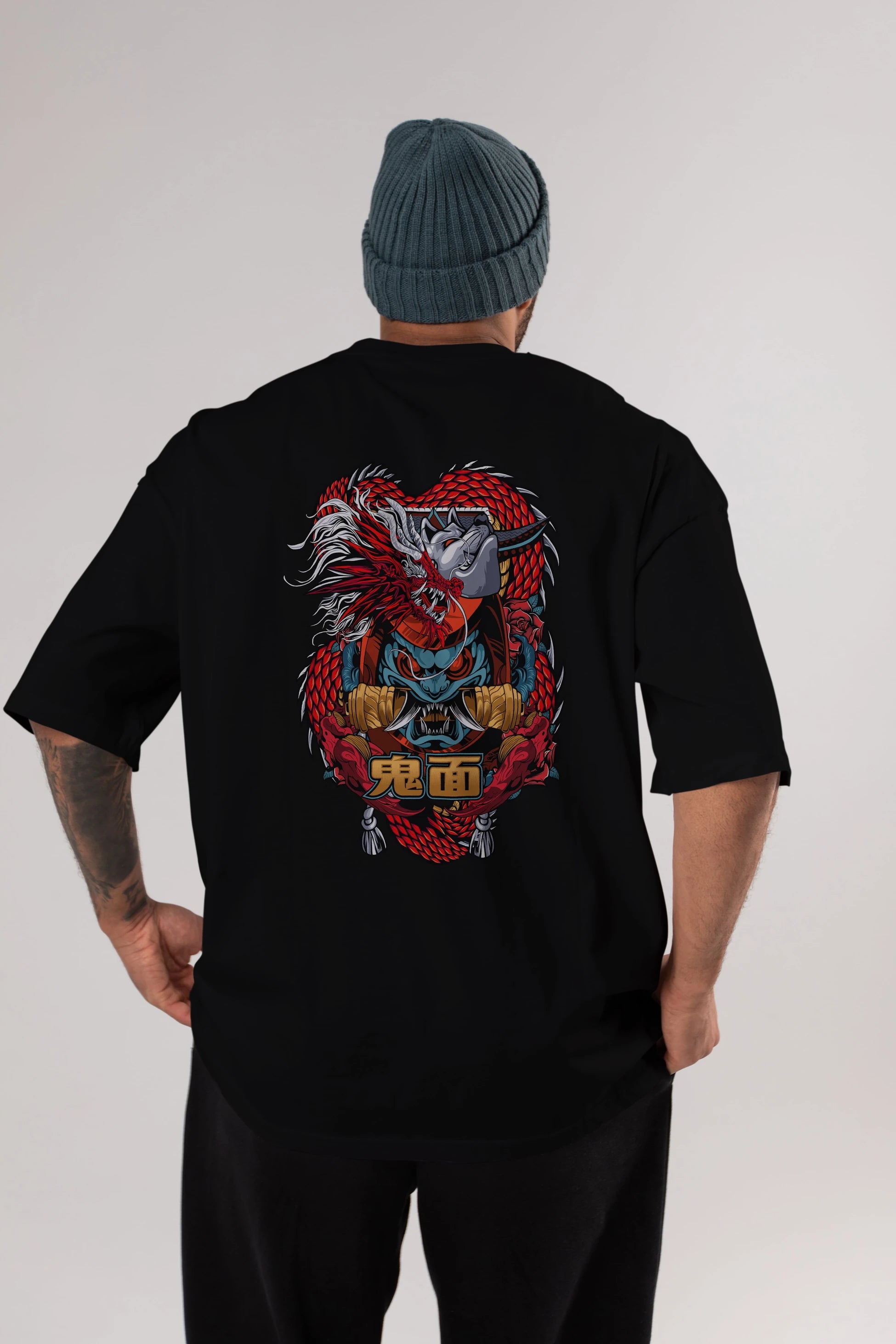 TRIBAL Anime Arka Baskılı Oversize t-shirt Erkek Kadın Unisex