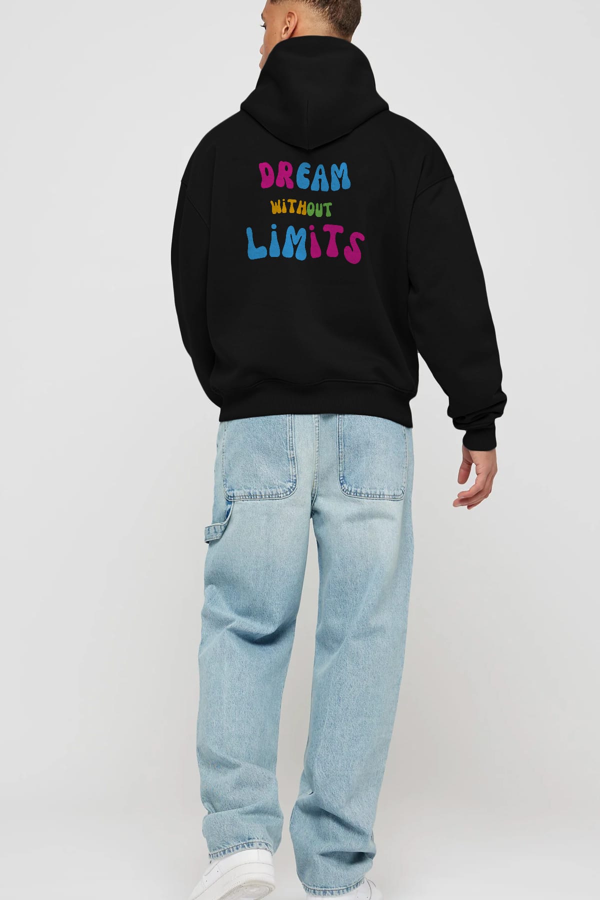 Dream Without Limits Yazılı Arka Baskılı Oversize Hoodie Kapüşonlu Sweatshirt Erkek Kadın Unisex