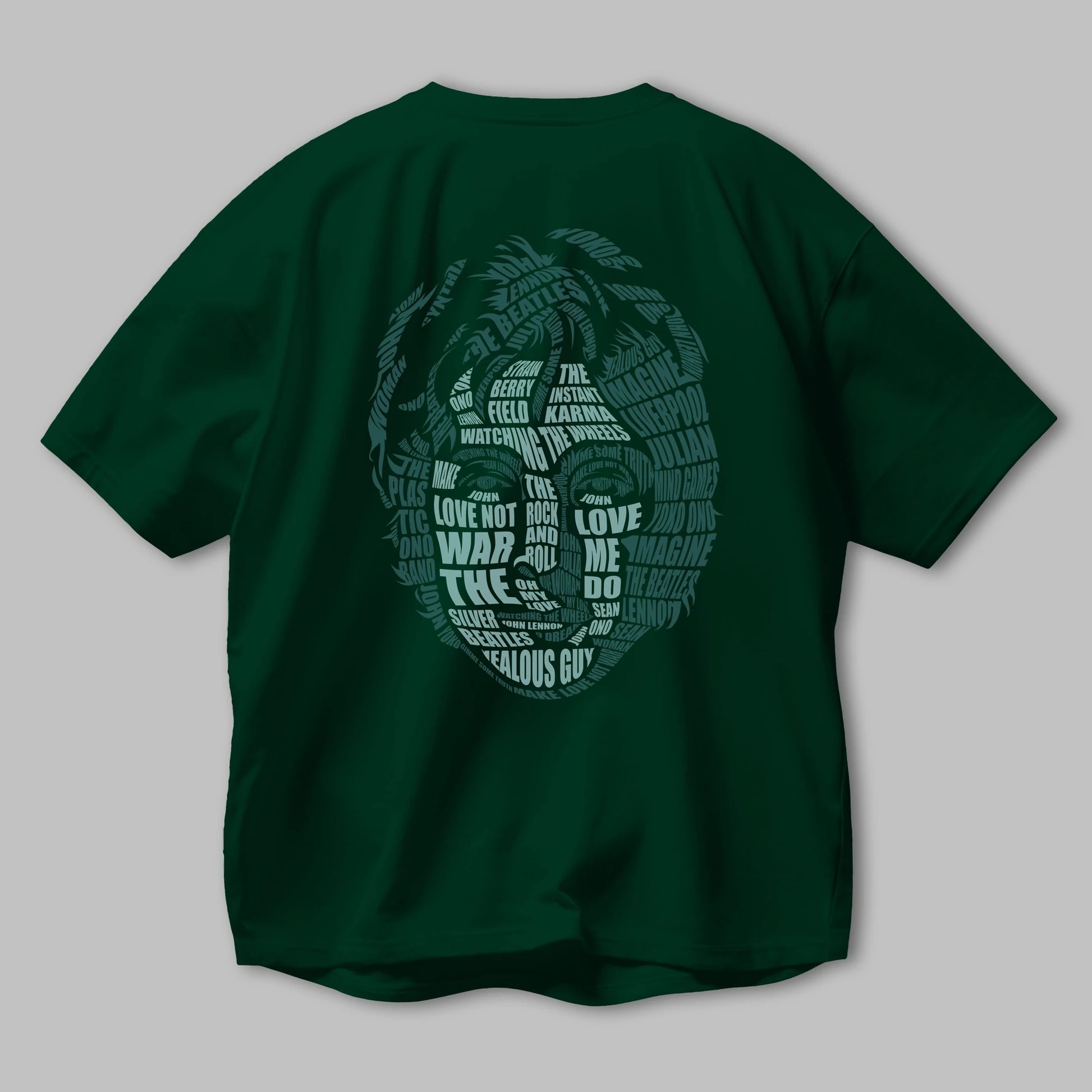 John Lennon Calligram Arka Baskılı Oversize t-shirt %100 pamuk Erkek Kadın Unisex