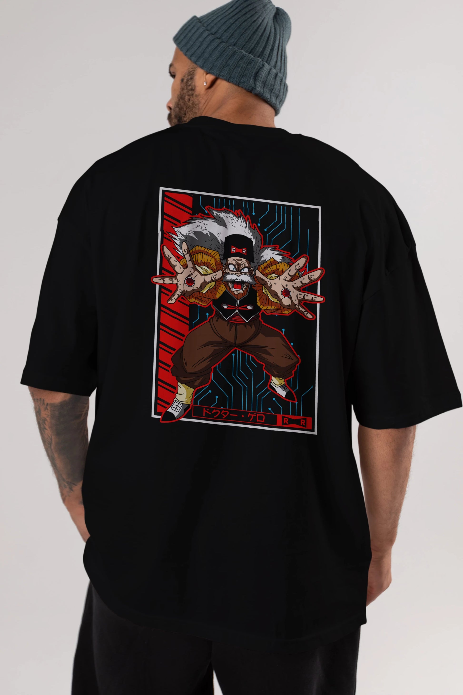 DragonBall DrMakigero Anime Arka Baskılı Oversize t-shirt Erkek Kadın Unisex