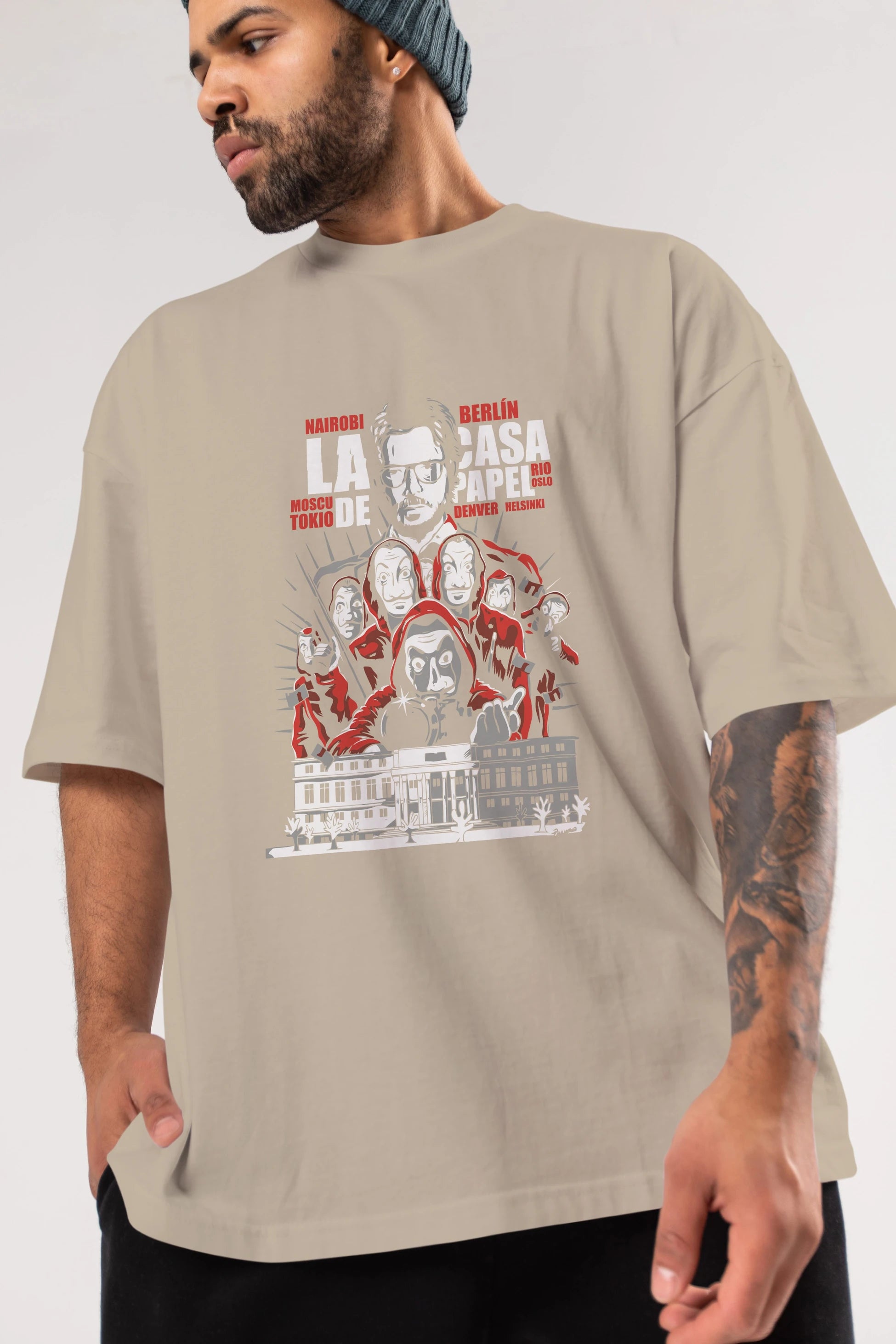La Casa De Papel (2) Ön Baskılı Oversize t-shirt Erkek Kadın Unisex %100 Pamuk Bisiklet Yaka tişort