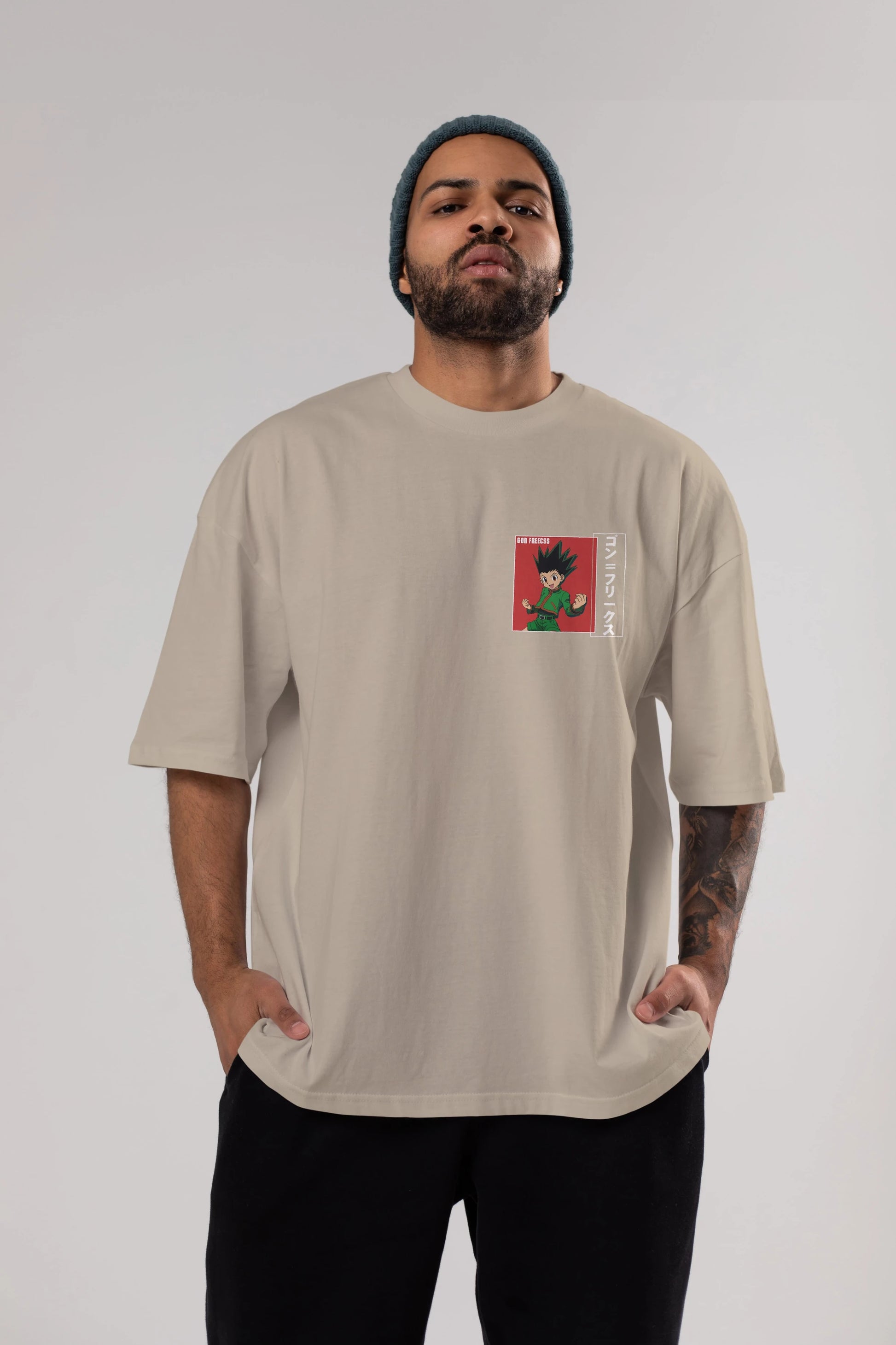 Gon Freecss HUNTER X HUNTER 5 Ön Sol Baskılı Oversize t-shirt Erkek Kadın Unisex %100 Pamuk Bisiklet Yaka tişort