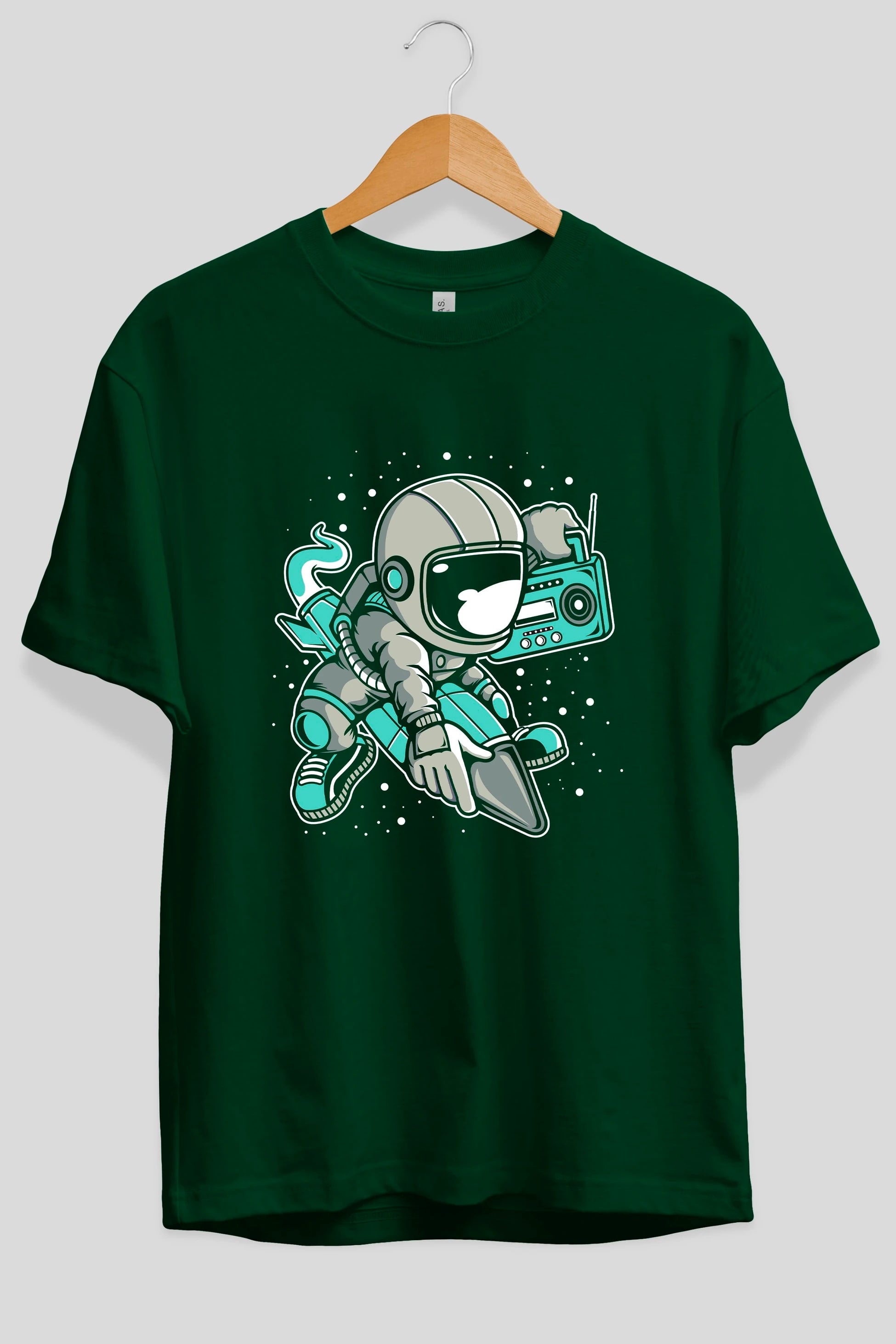 Astronaut Rocket (2) Ön Baskılı Oversize t-shirt Erkek Kadın Unisex